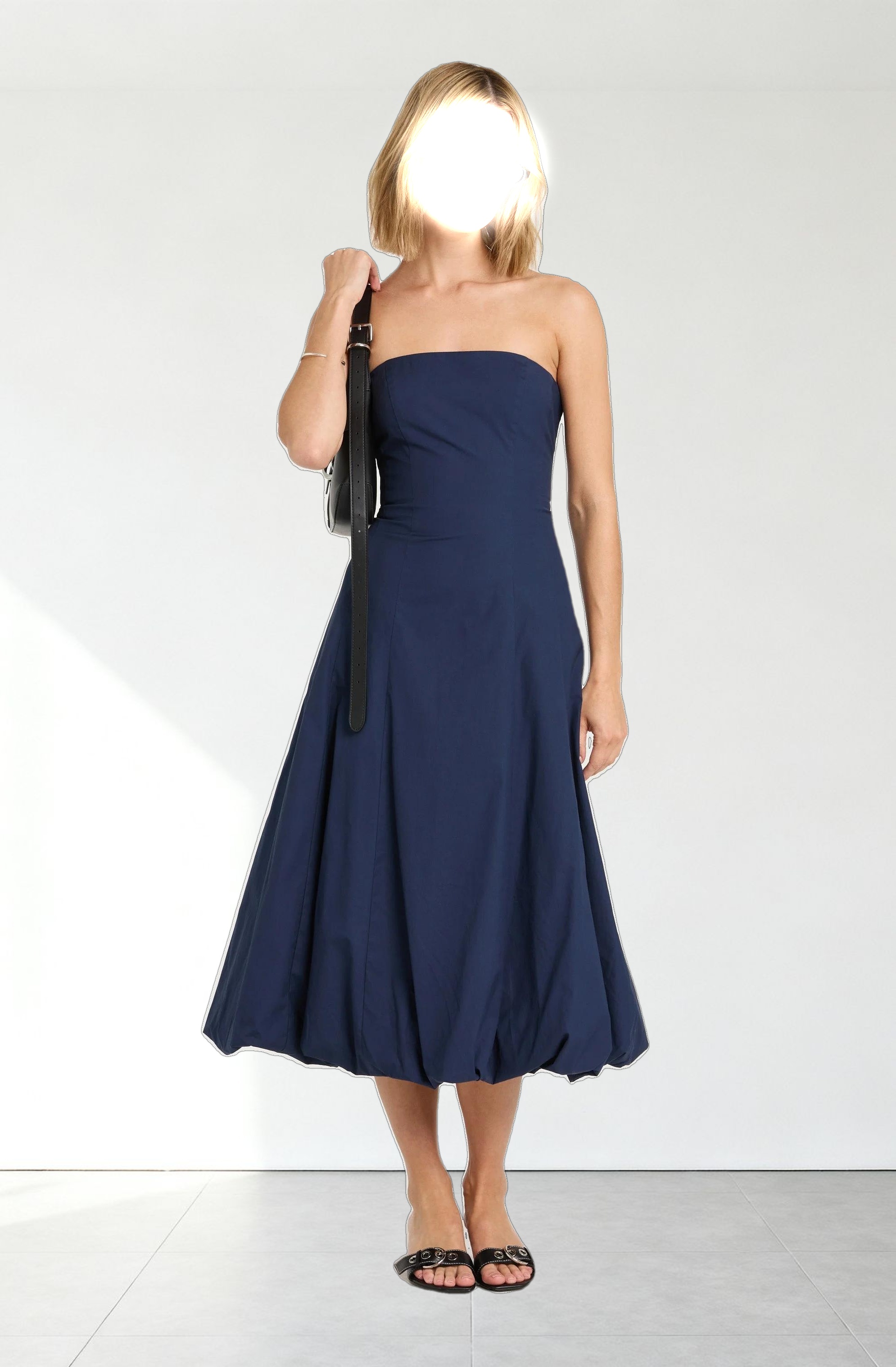 Lace Up Strapless Bubble Dress