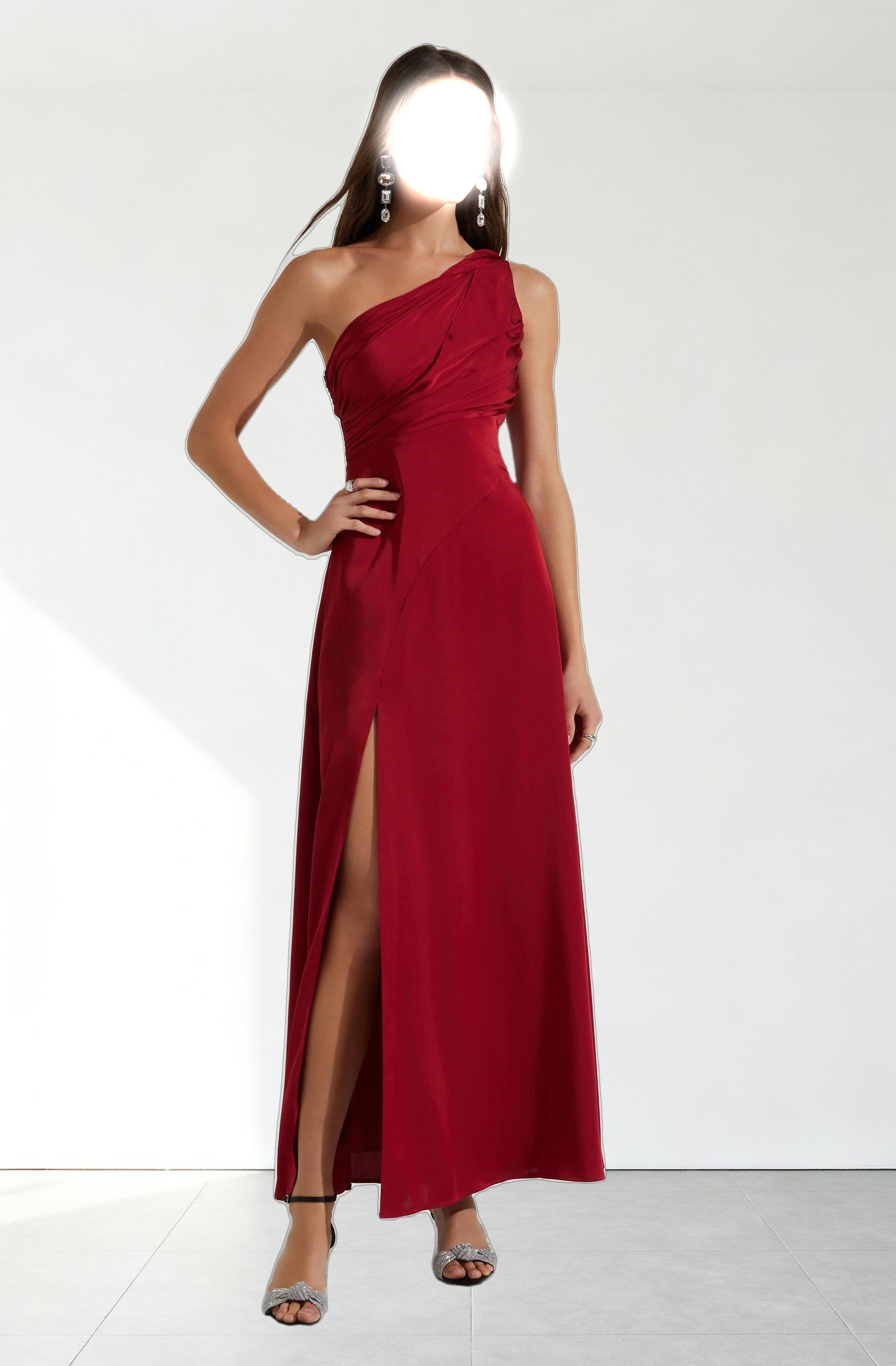 Atoila One Shoulder Satin Maxi Dress