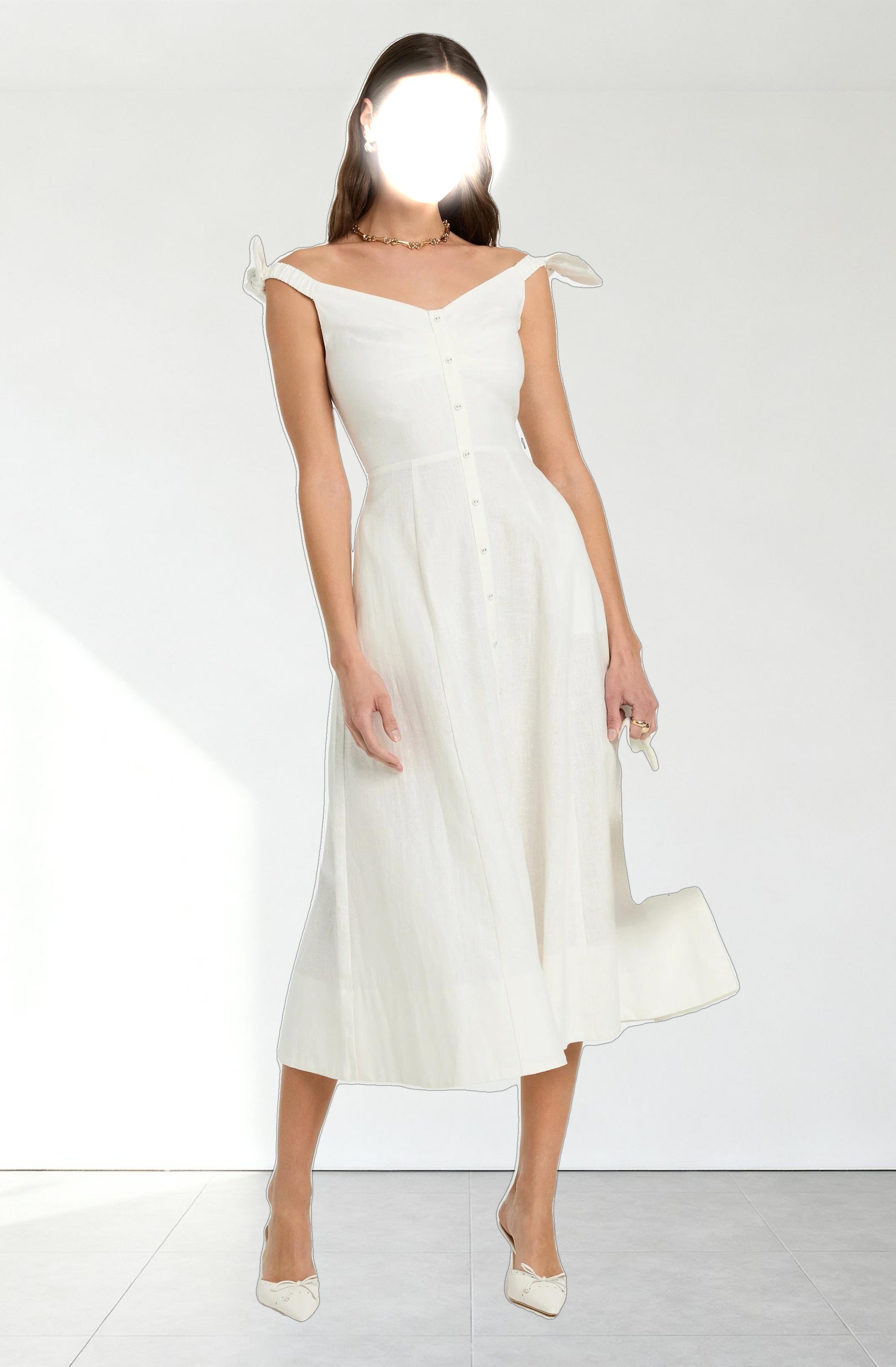 Charelin Linen Off Shoulder Dress