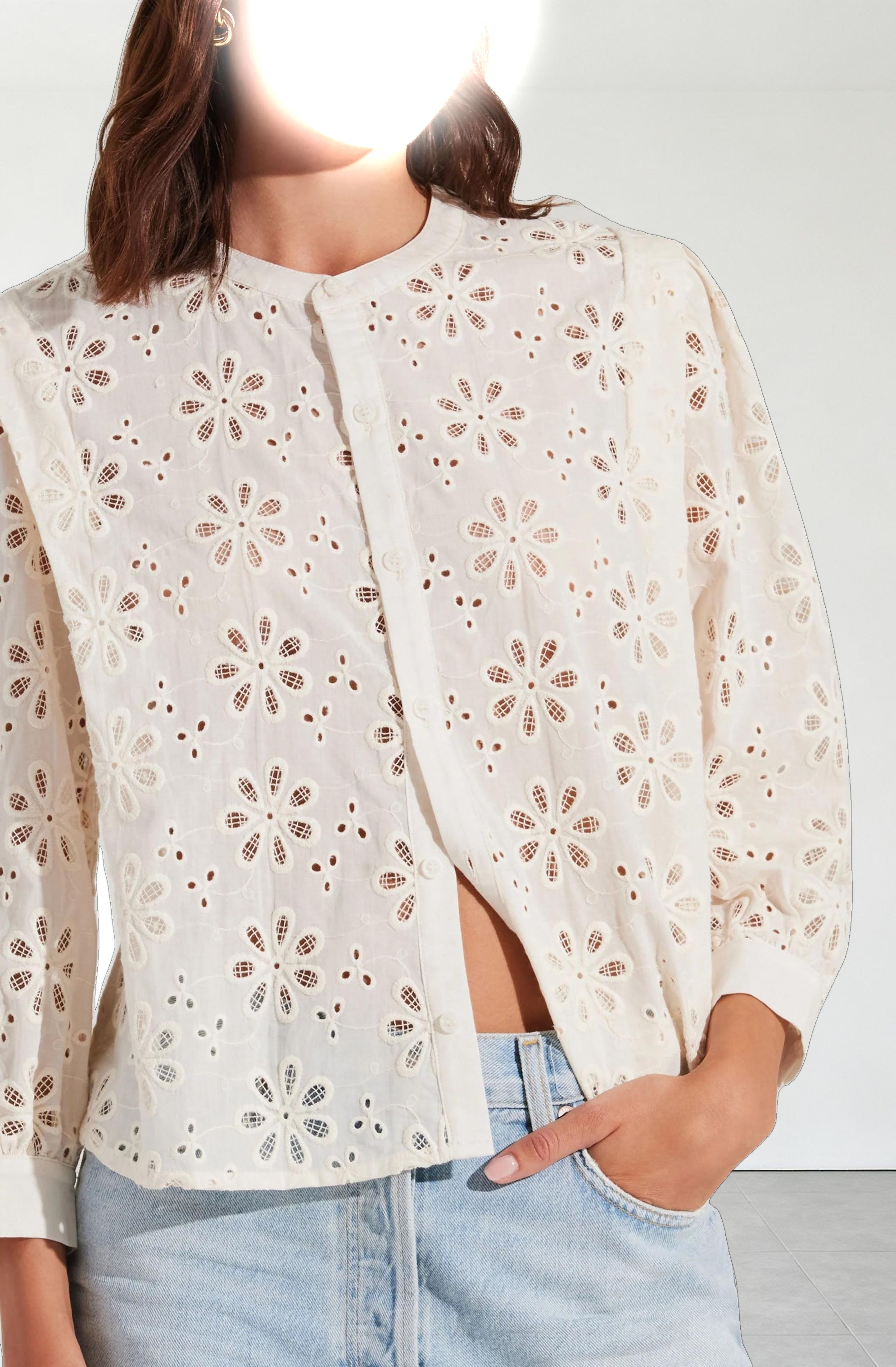 Savanna Eyelet Button Up Top
