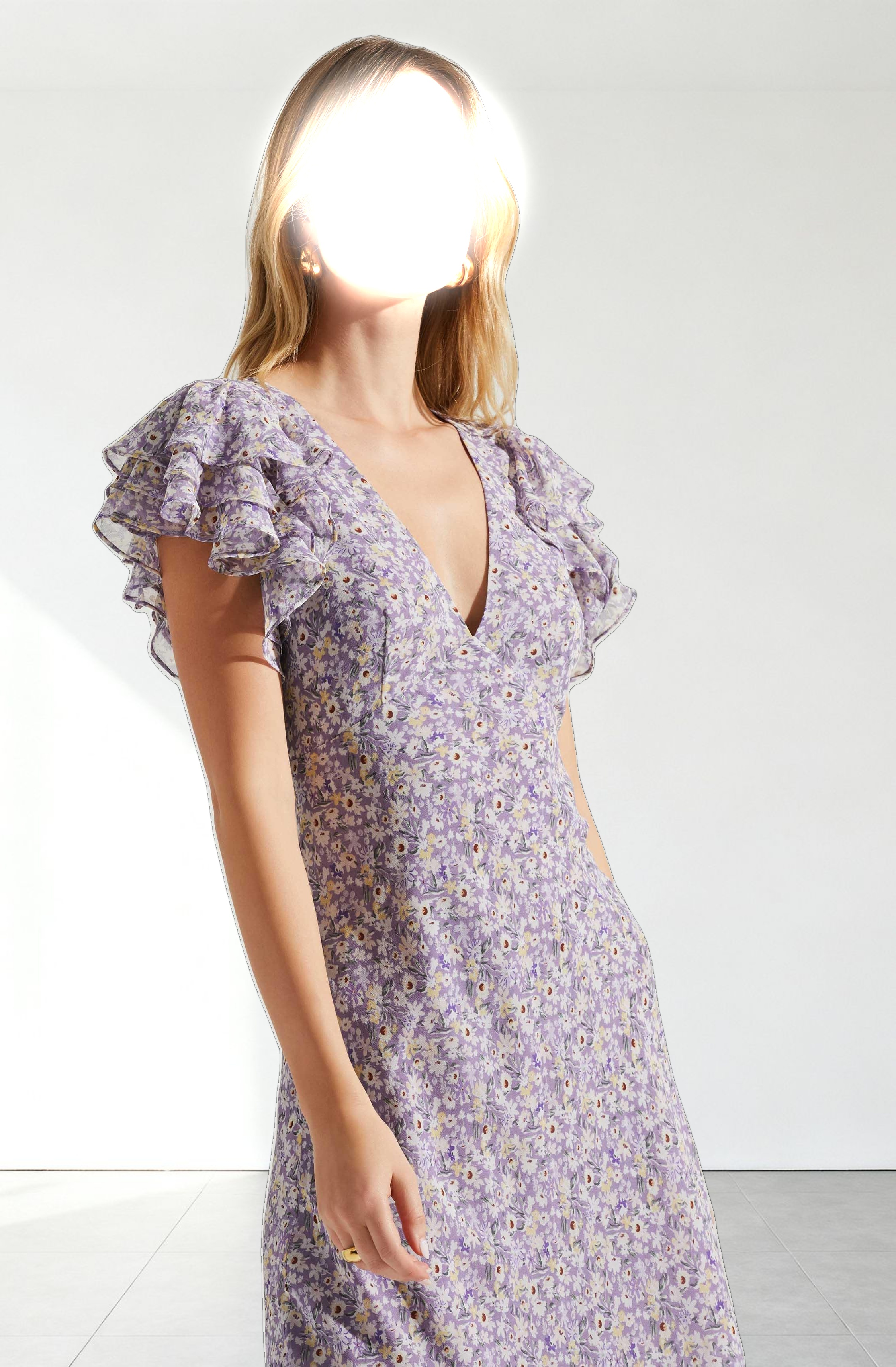 Celestine Floral Ruffle Midi Dress