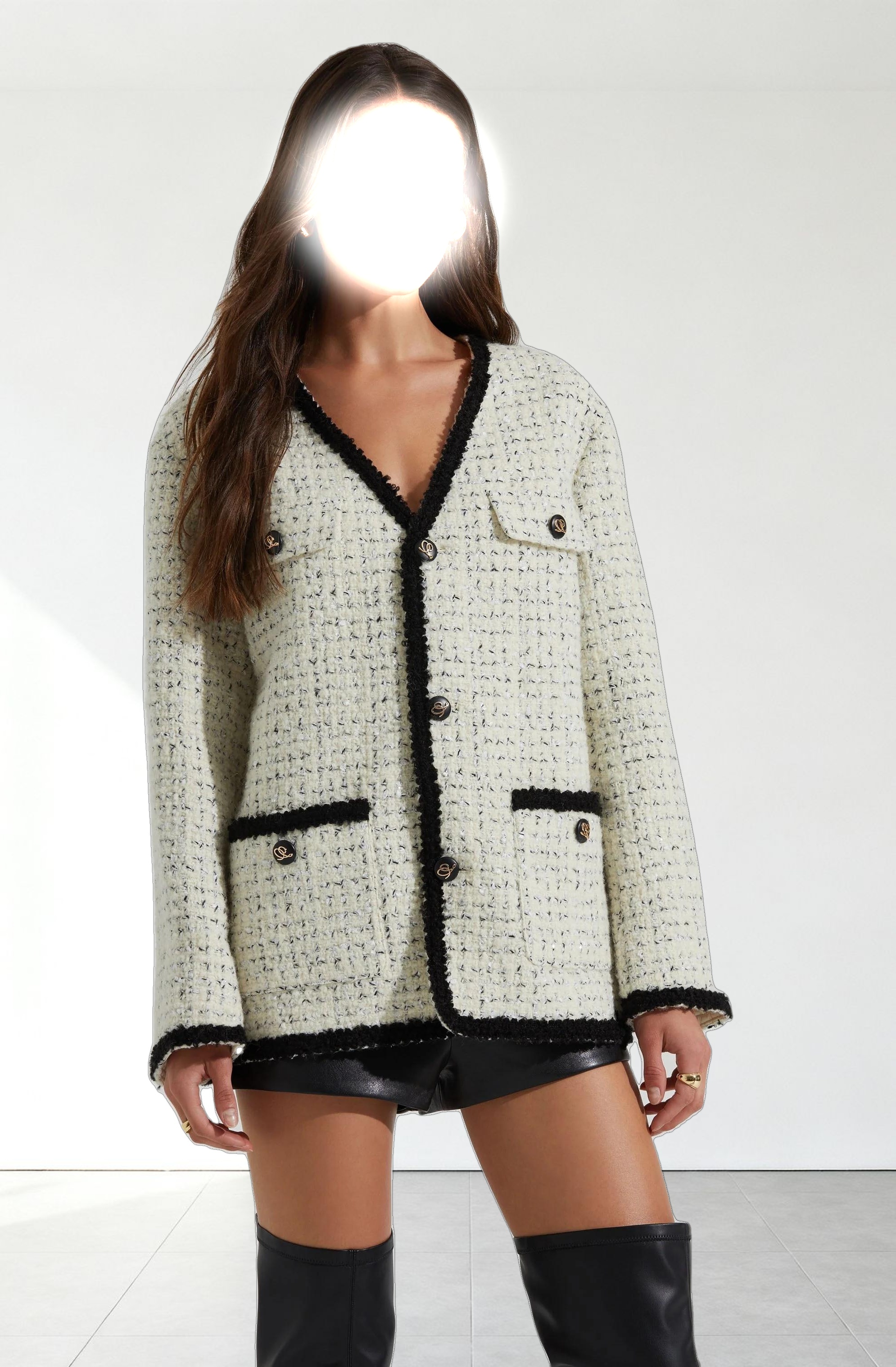 Editha Contrast Tweed Coat