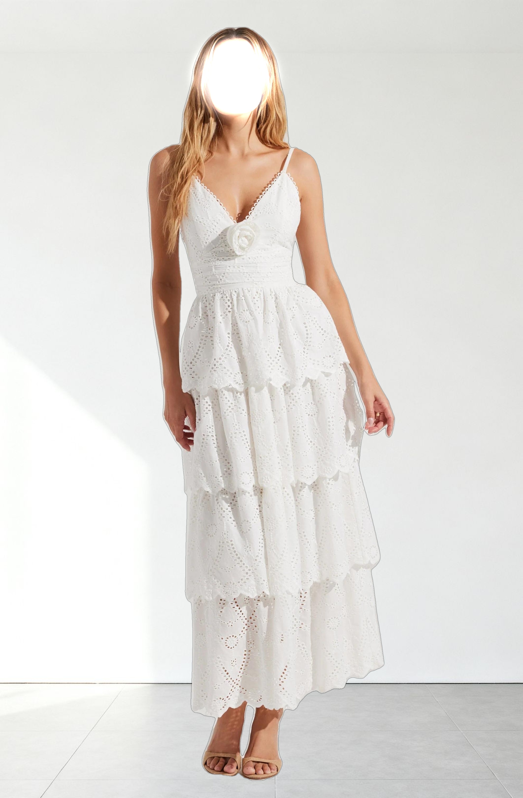 Faeryn Eyelet Tiered Maxi Dress