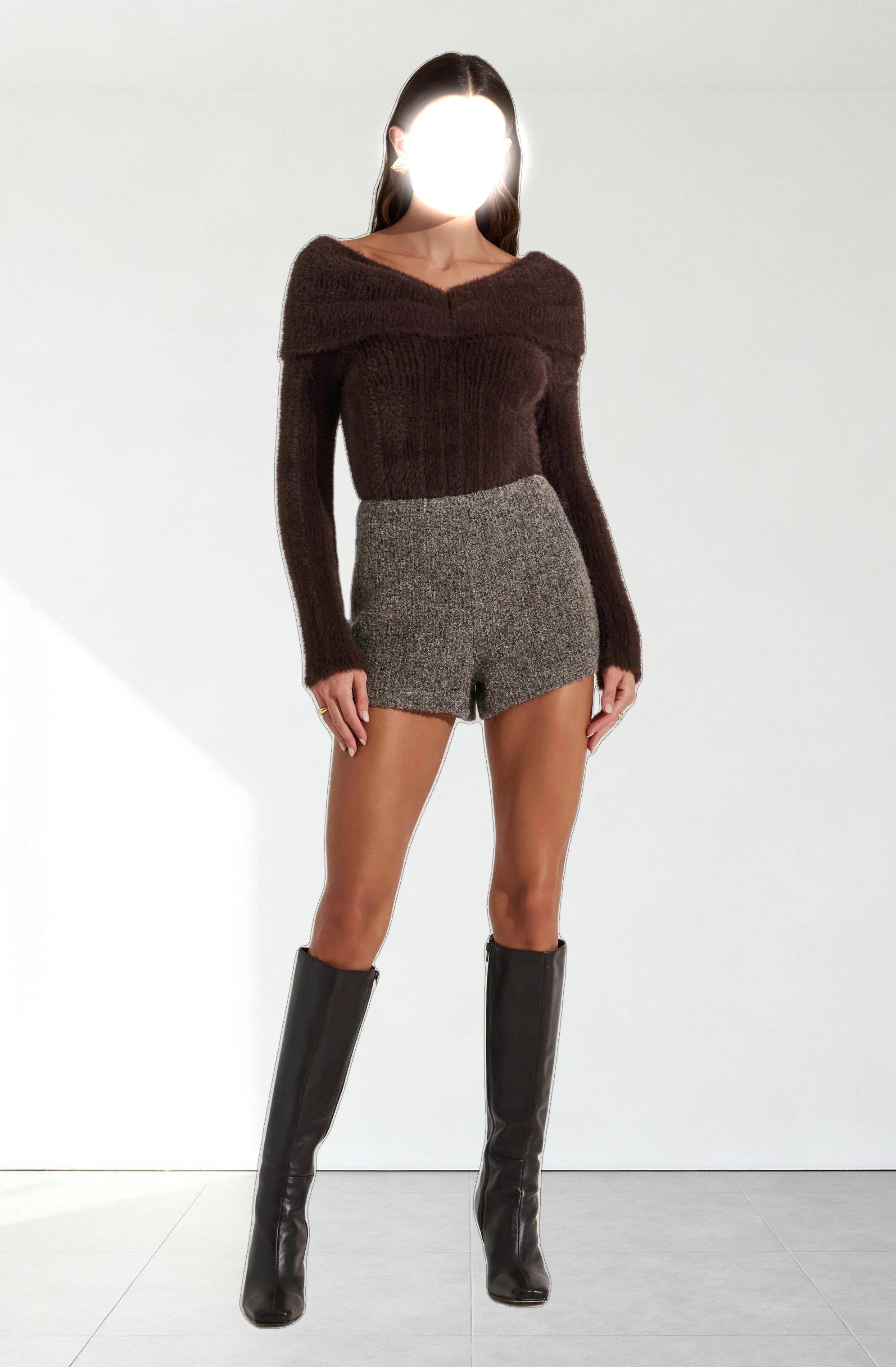 Fuzzy Knit Off Shoulder Sweater