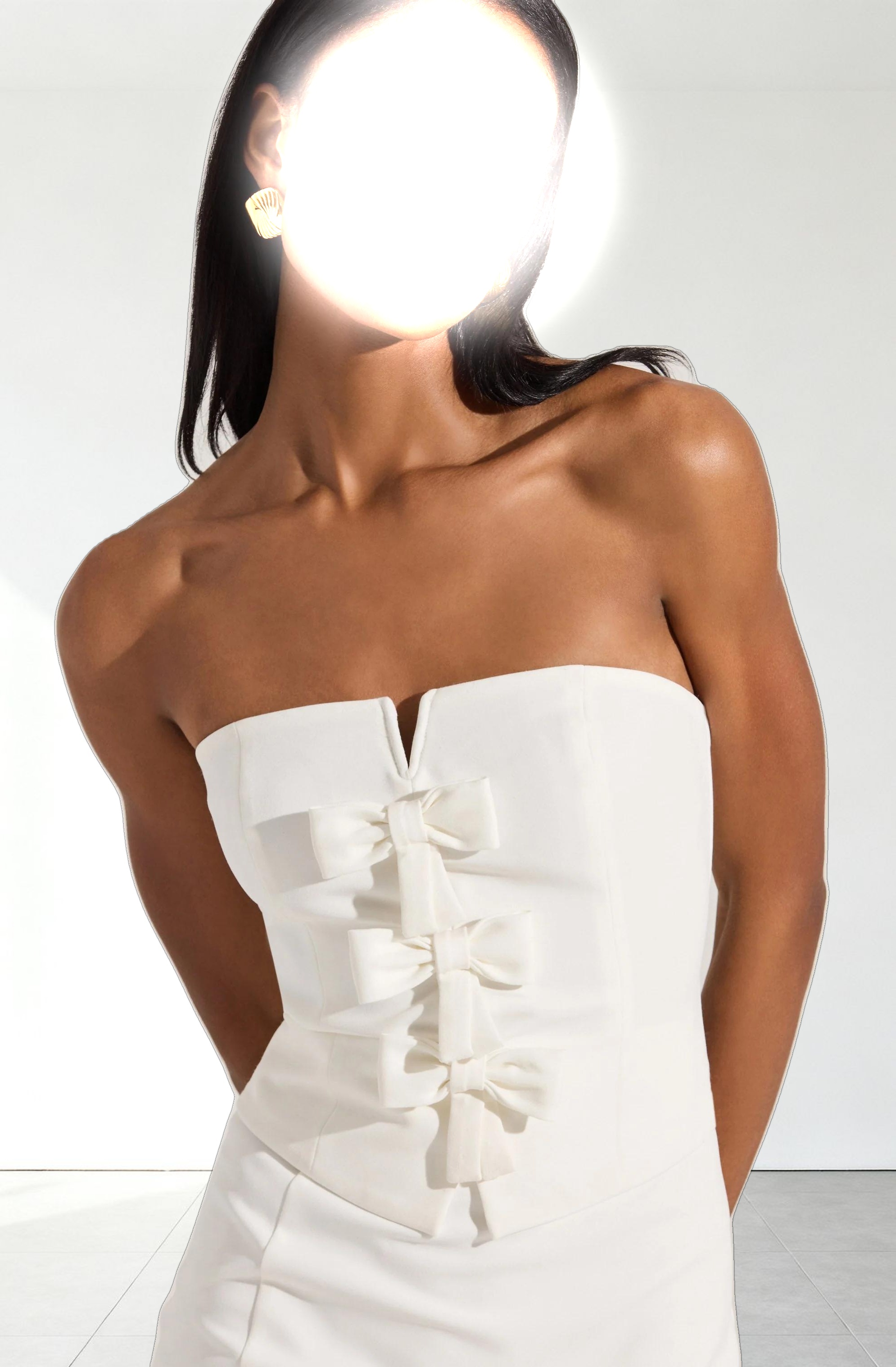 Strapless Layered Bow Mini Dress