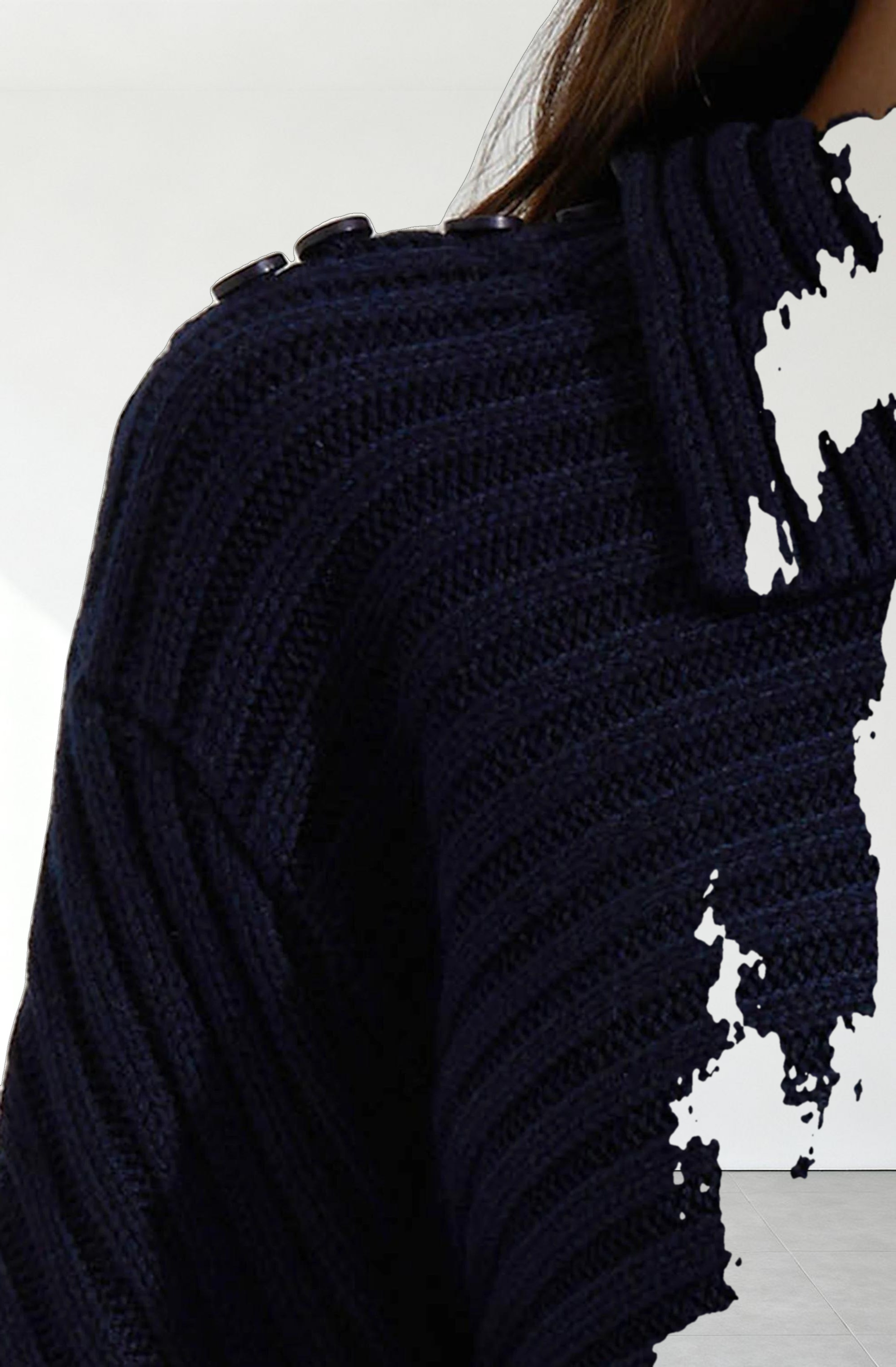 Melita Folded Collar Ribbed Sweater