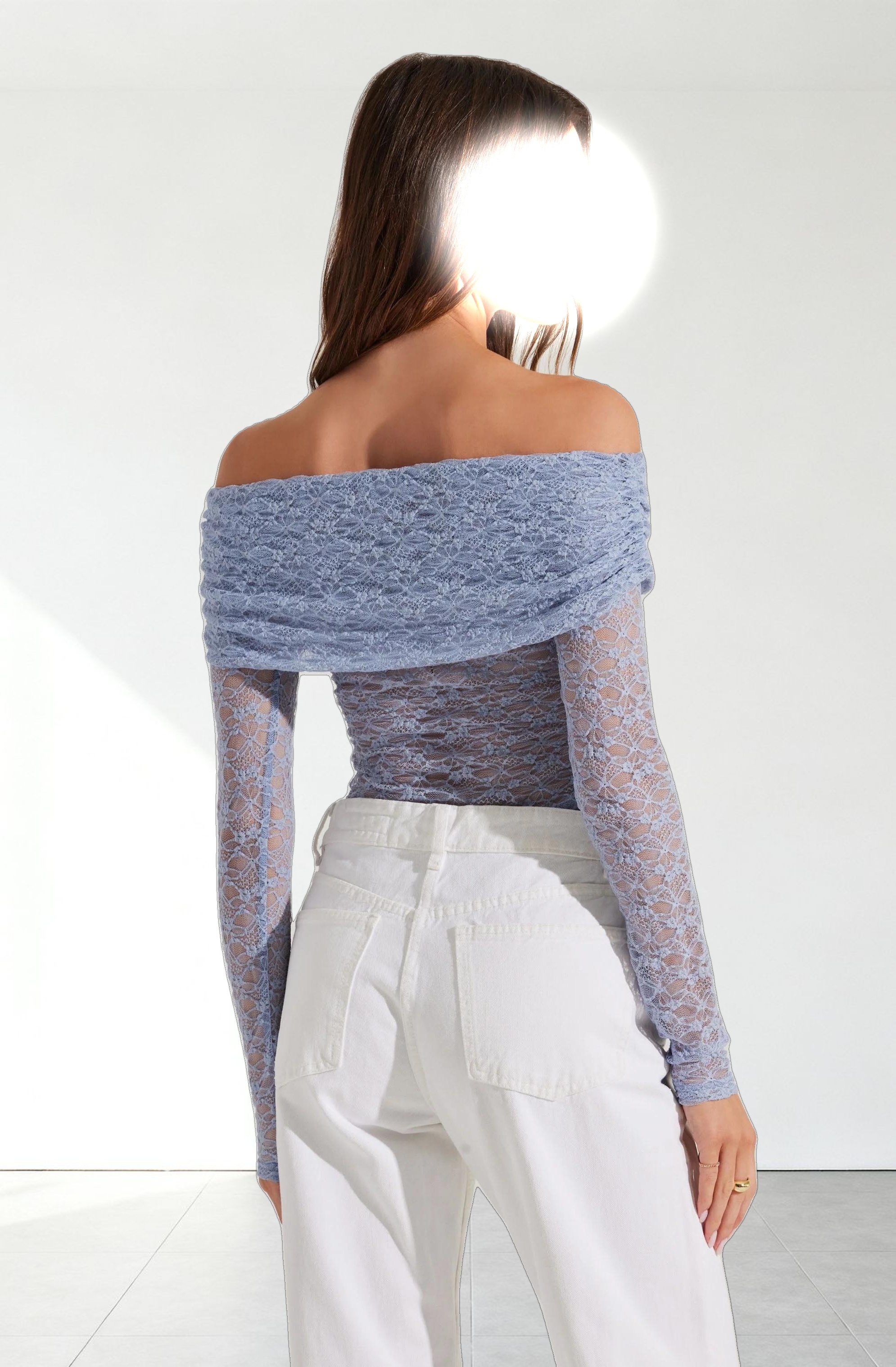 Diamante Lace Off Shoulder Top