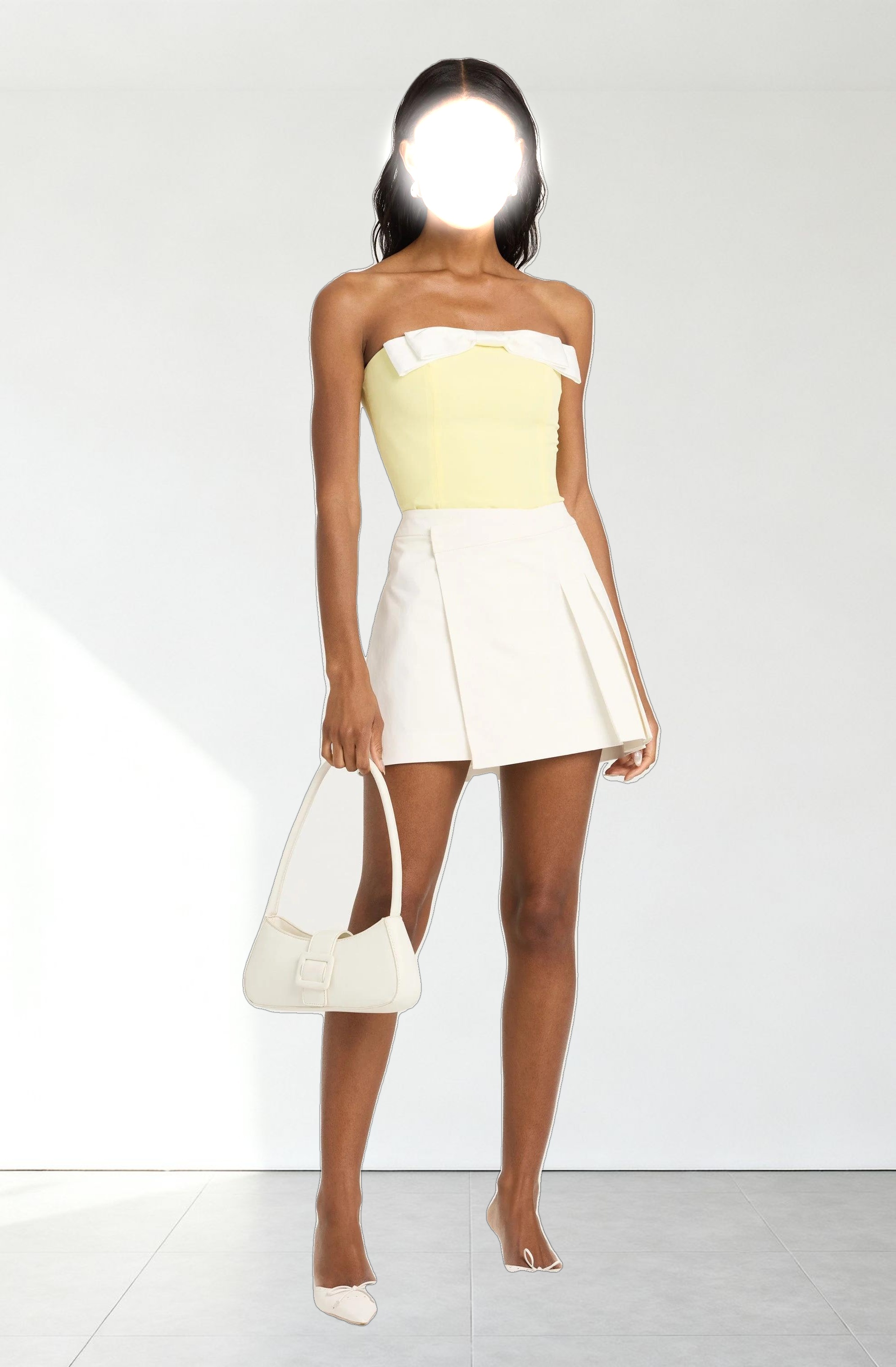 Contrast Bow Strapless Top