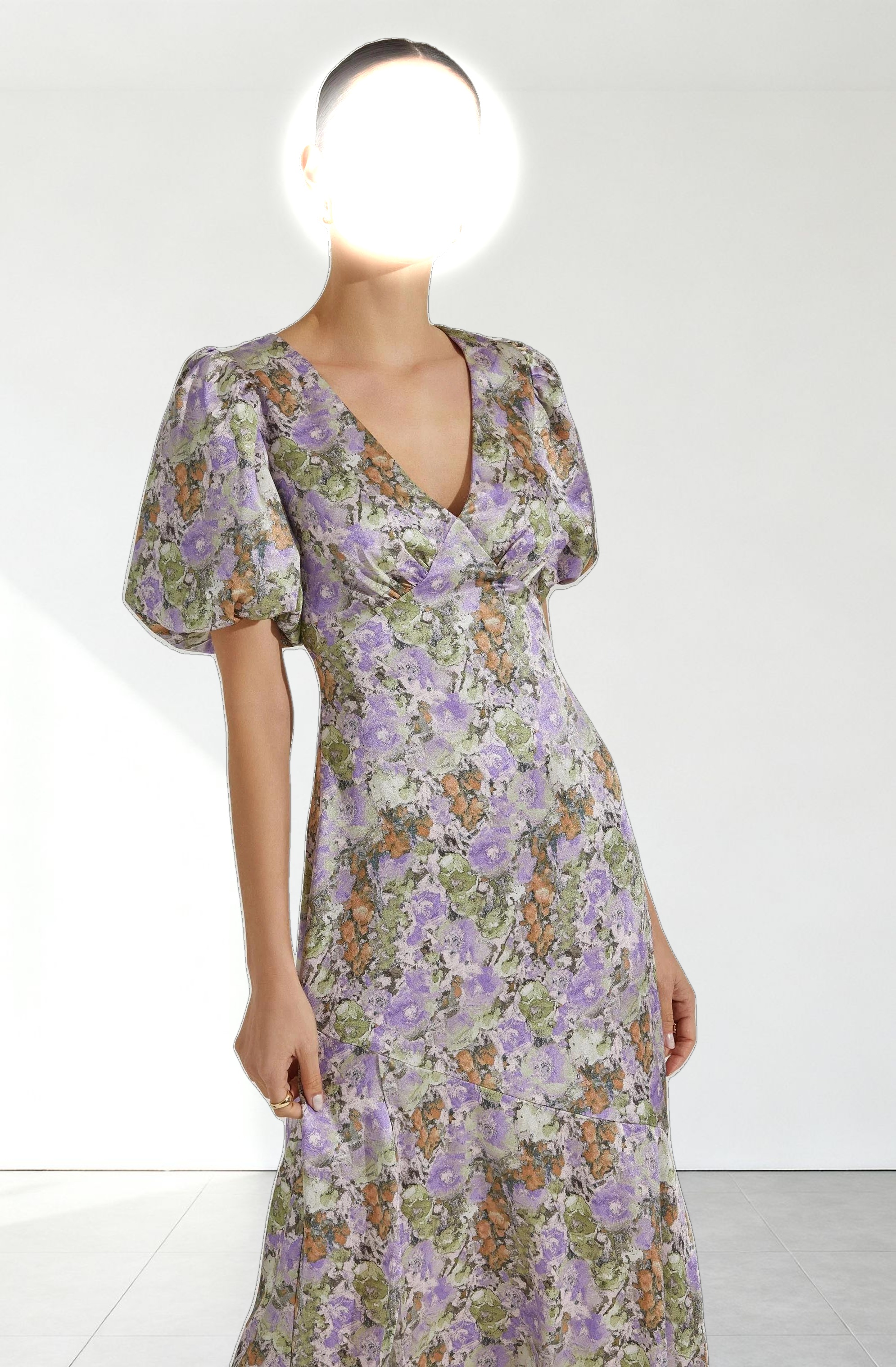 Satin Puff Sleeve Dress