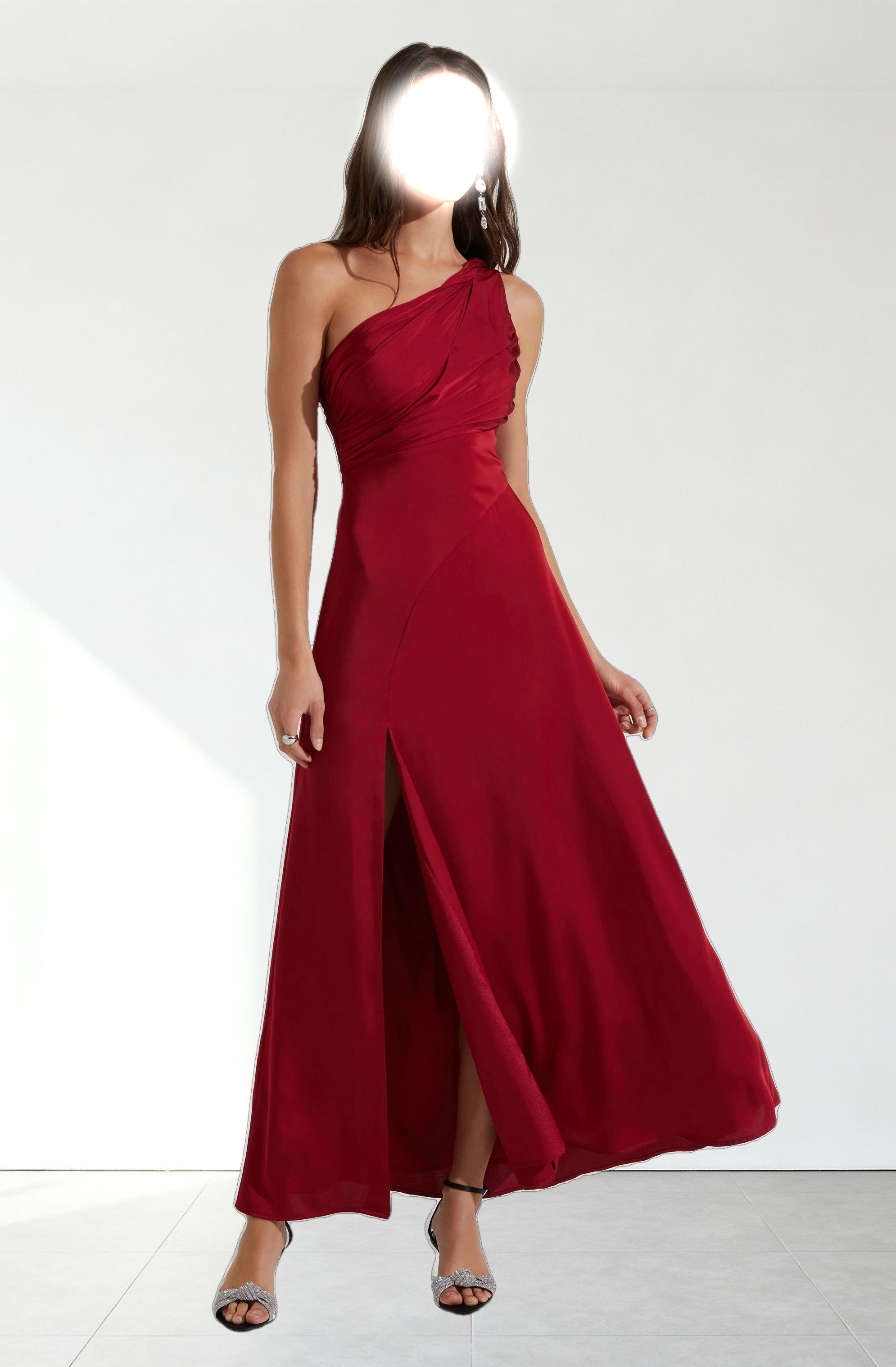 Atoila One Shoulder Satin Maxi Dress