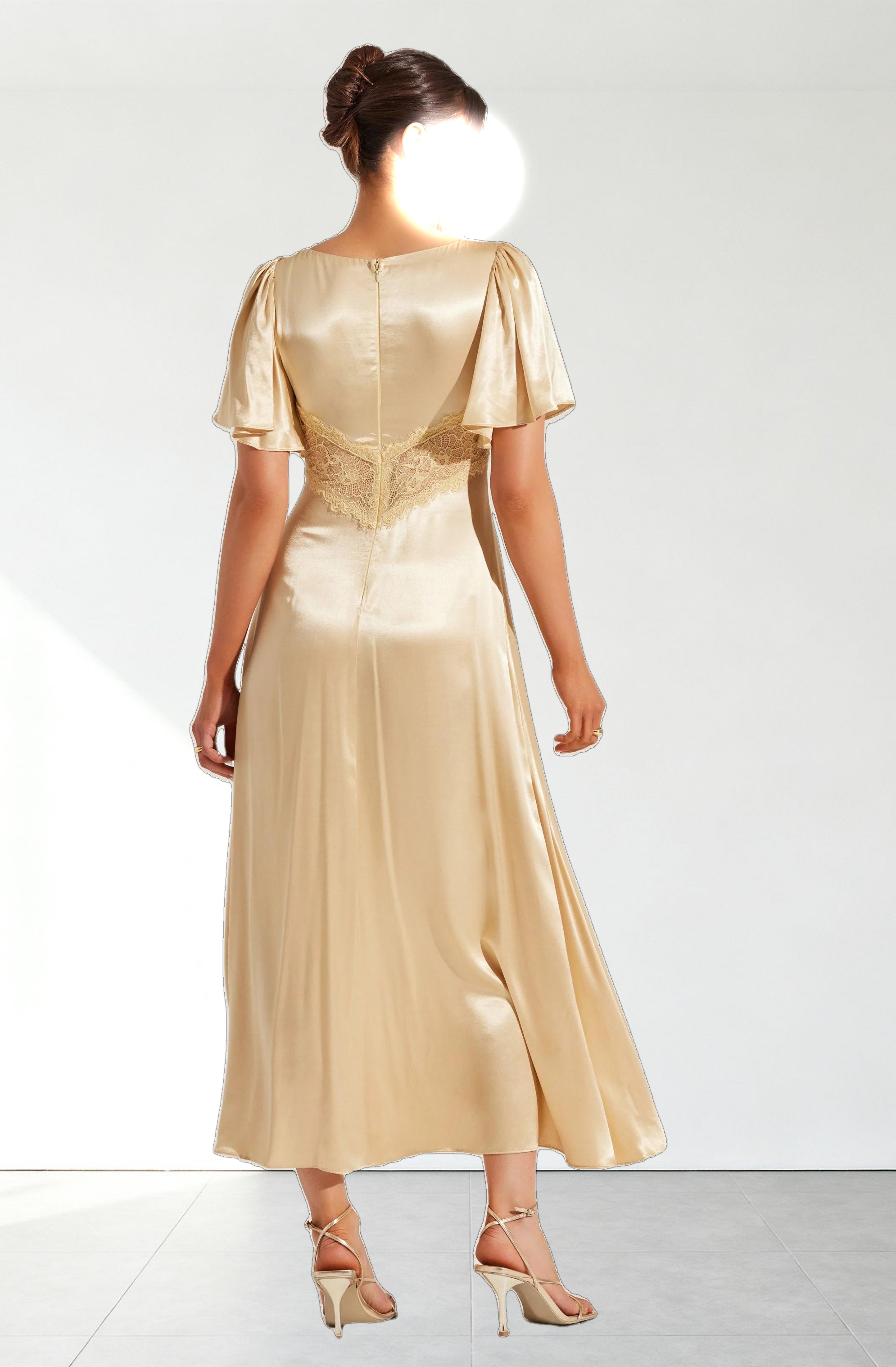 Aurelia Satin V-Neck Midi Dress