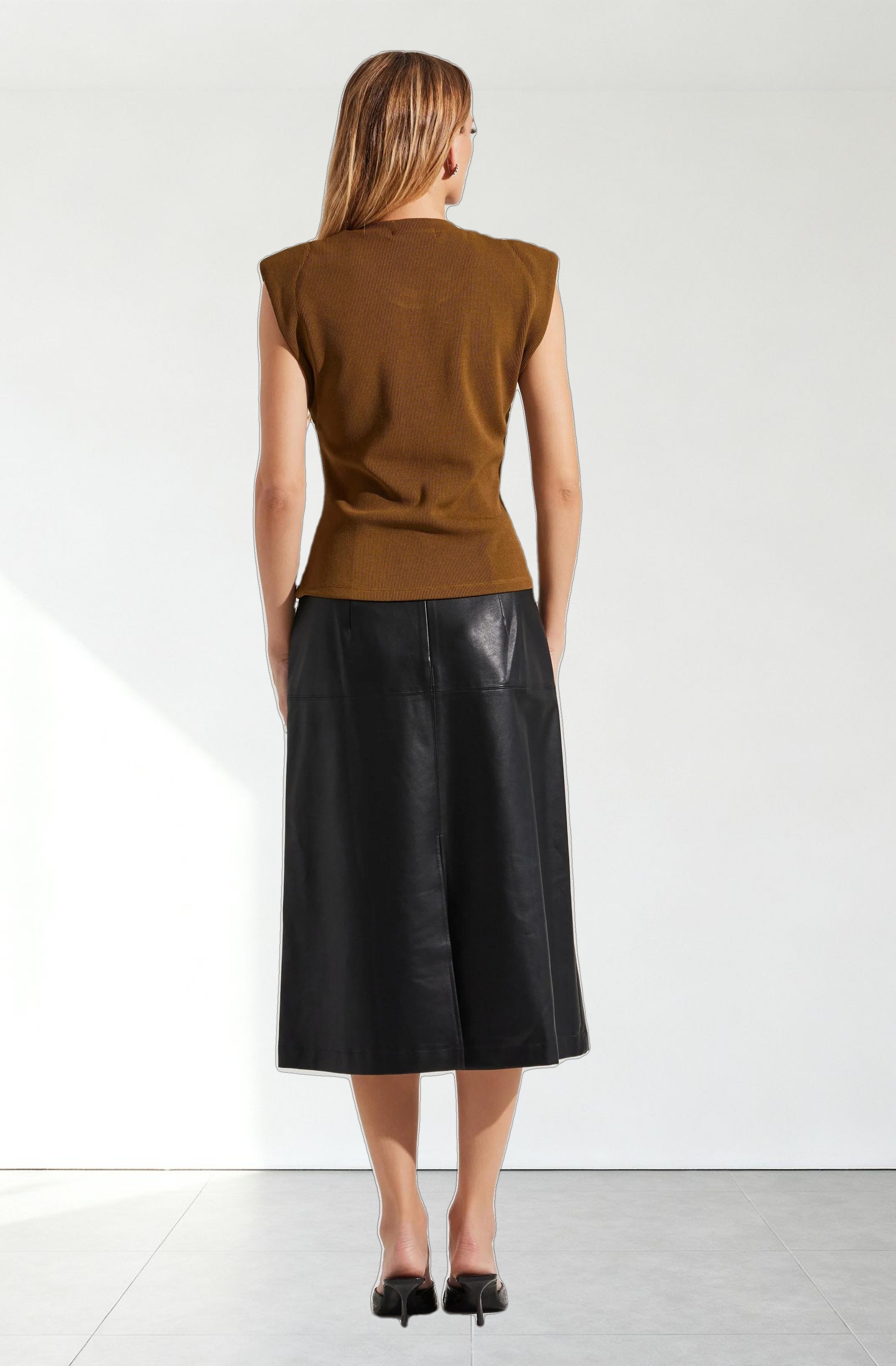 Cinched Waist Ribbed Knit Top