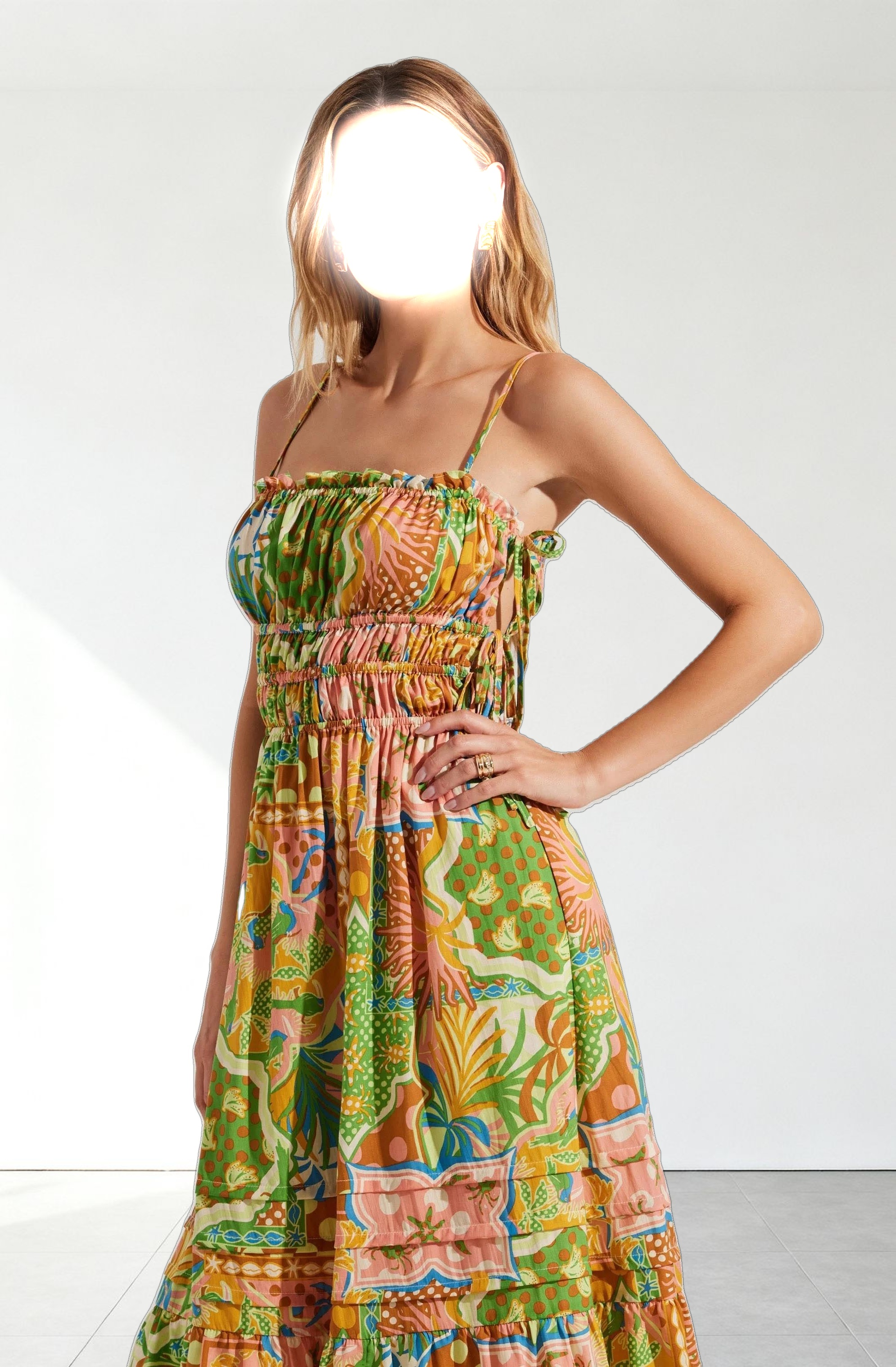 Elisabeth Printed Shirred Midi Dress