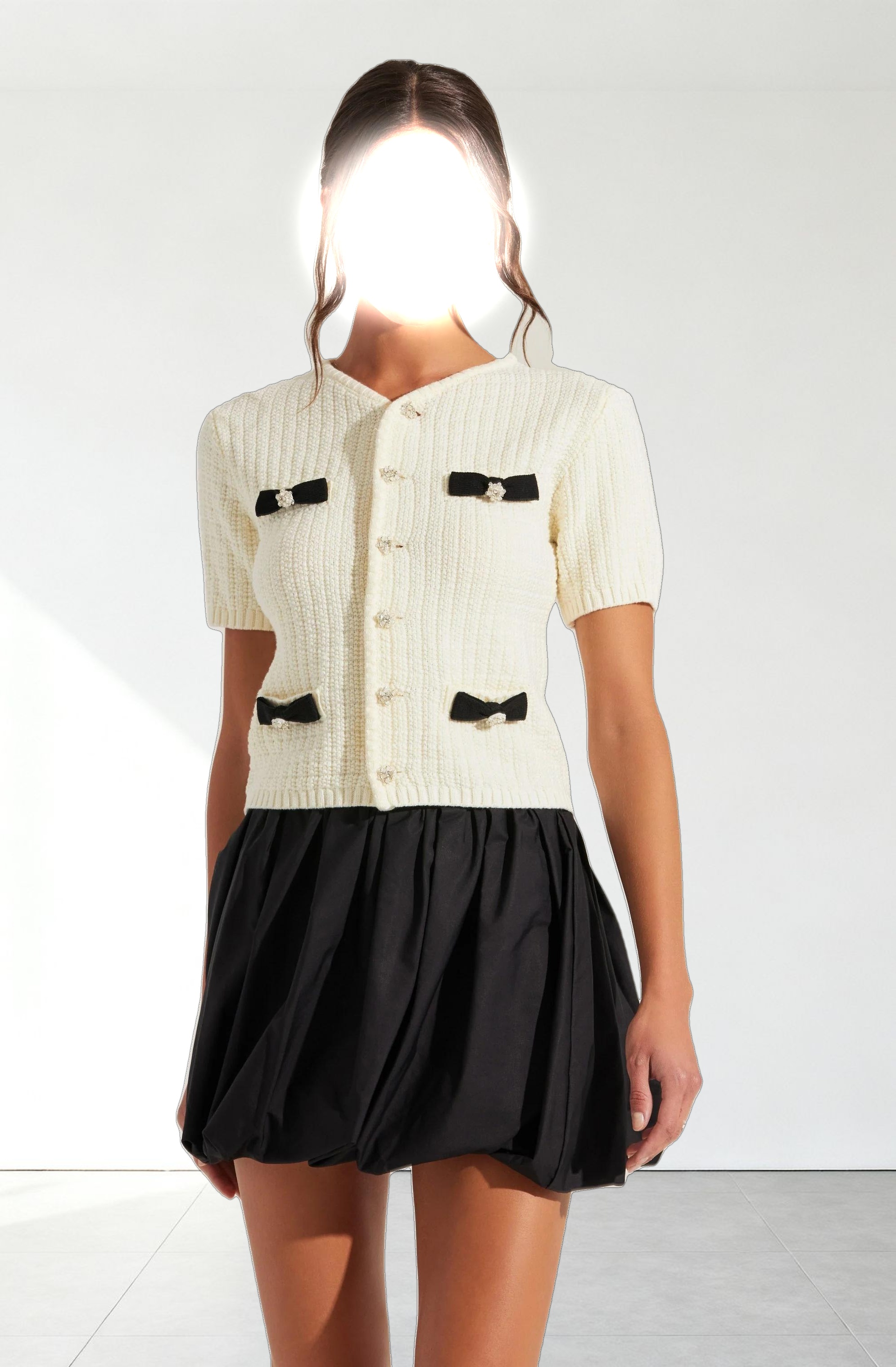 Averie Contrast Bow Cardigan