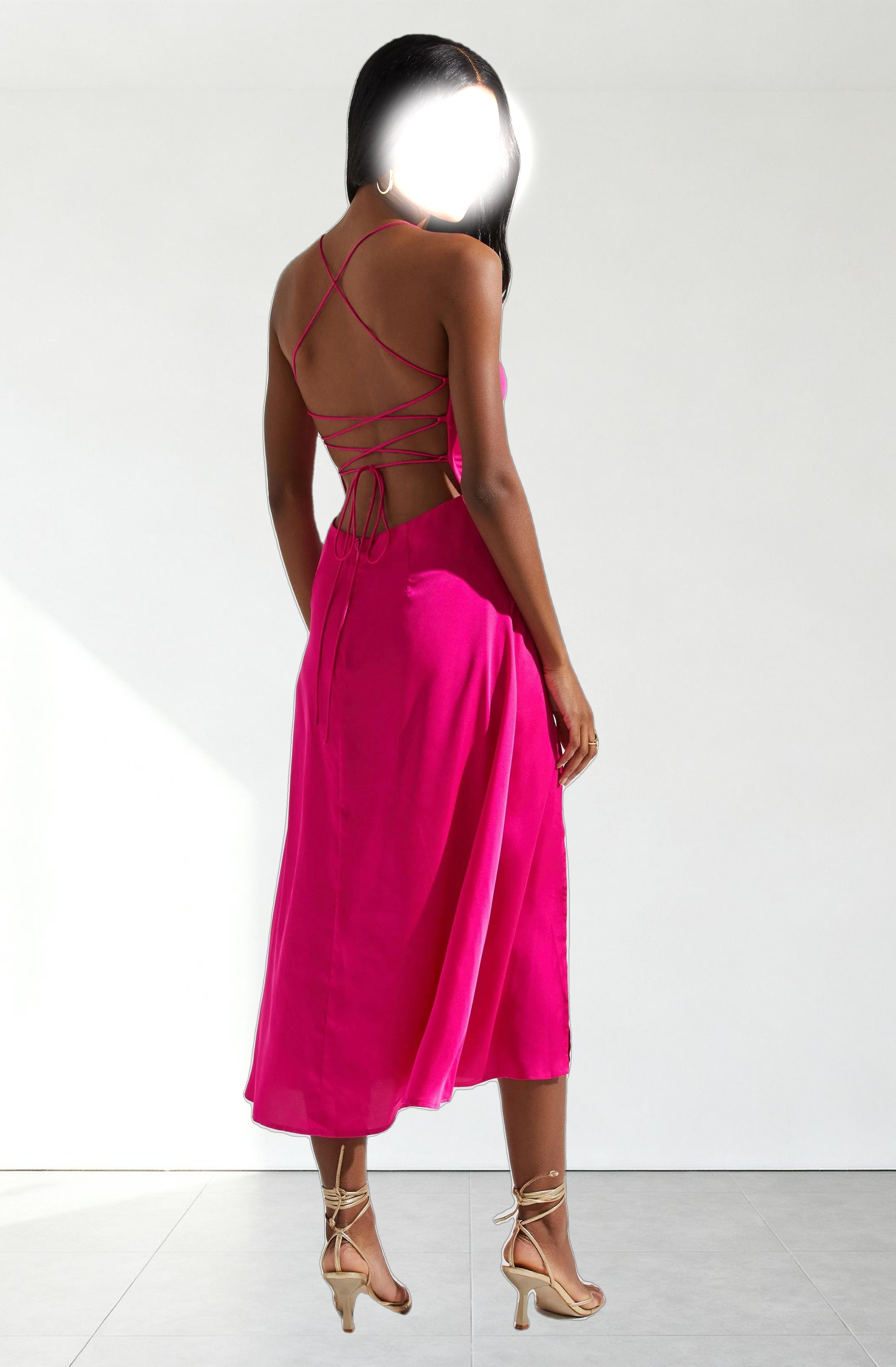 Gala Bustier Cross Strap Midi Dress