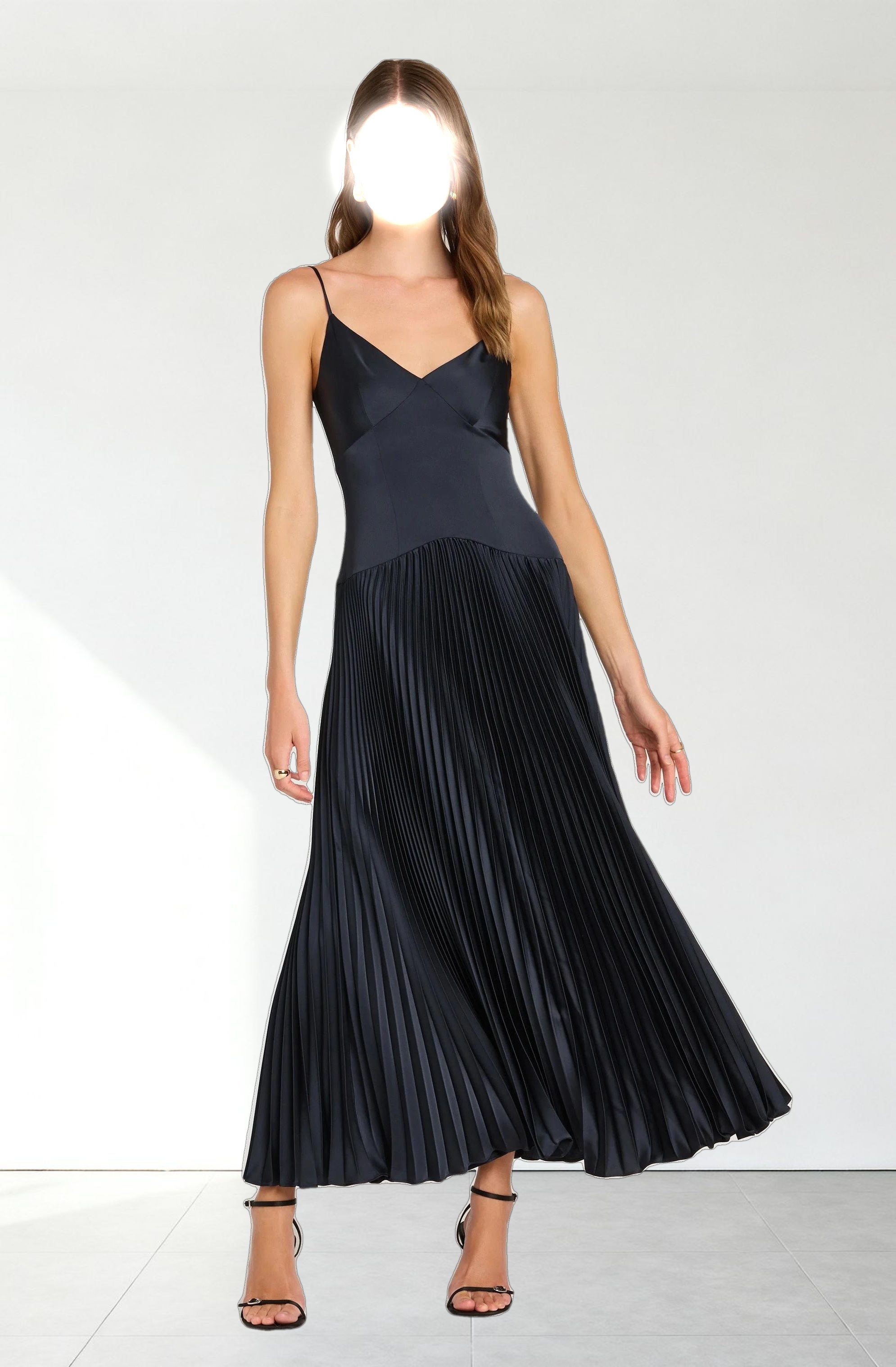 Pleated Drop Waist Maxi Dress