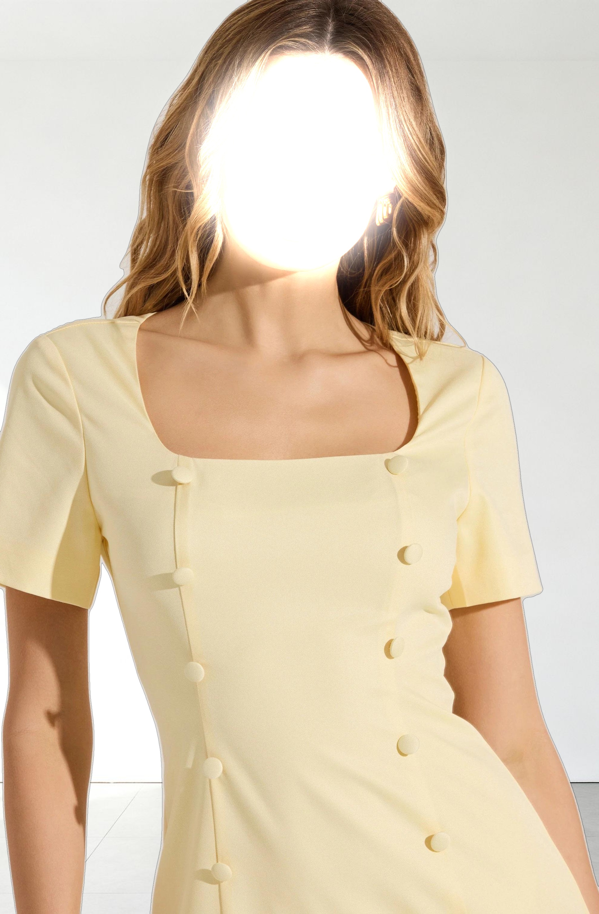 Pleated Button Mini Dress