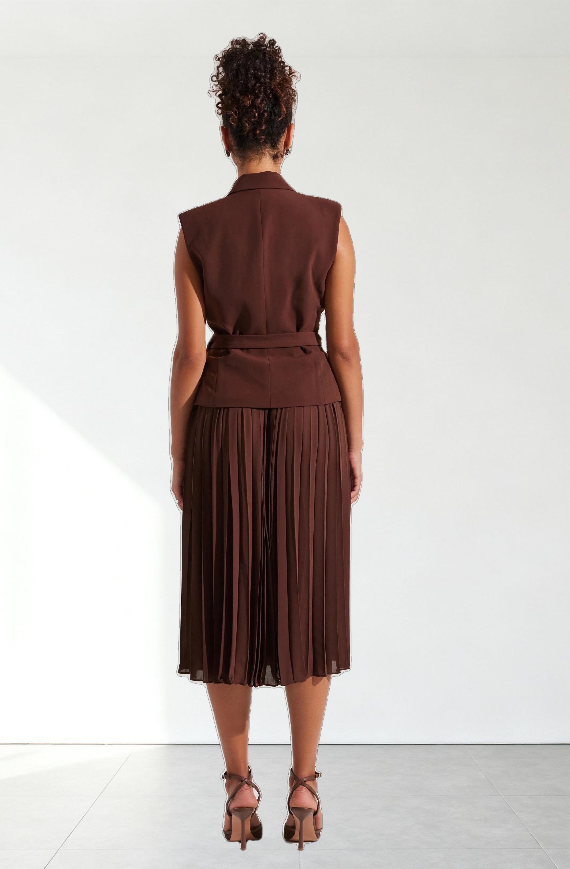 Mixed Media Vest Wrap Dress