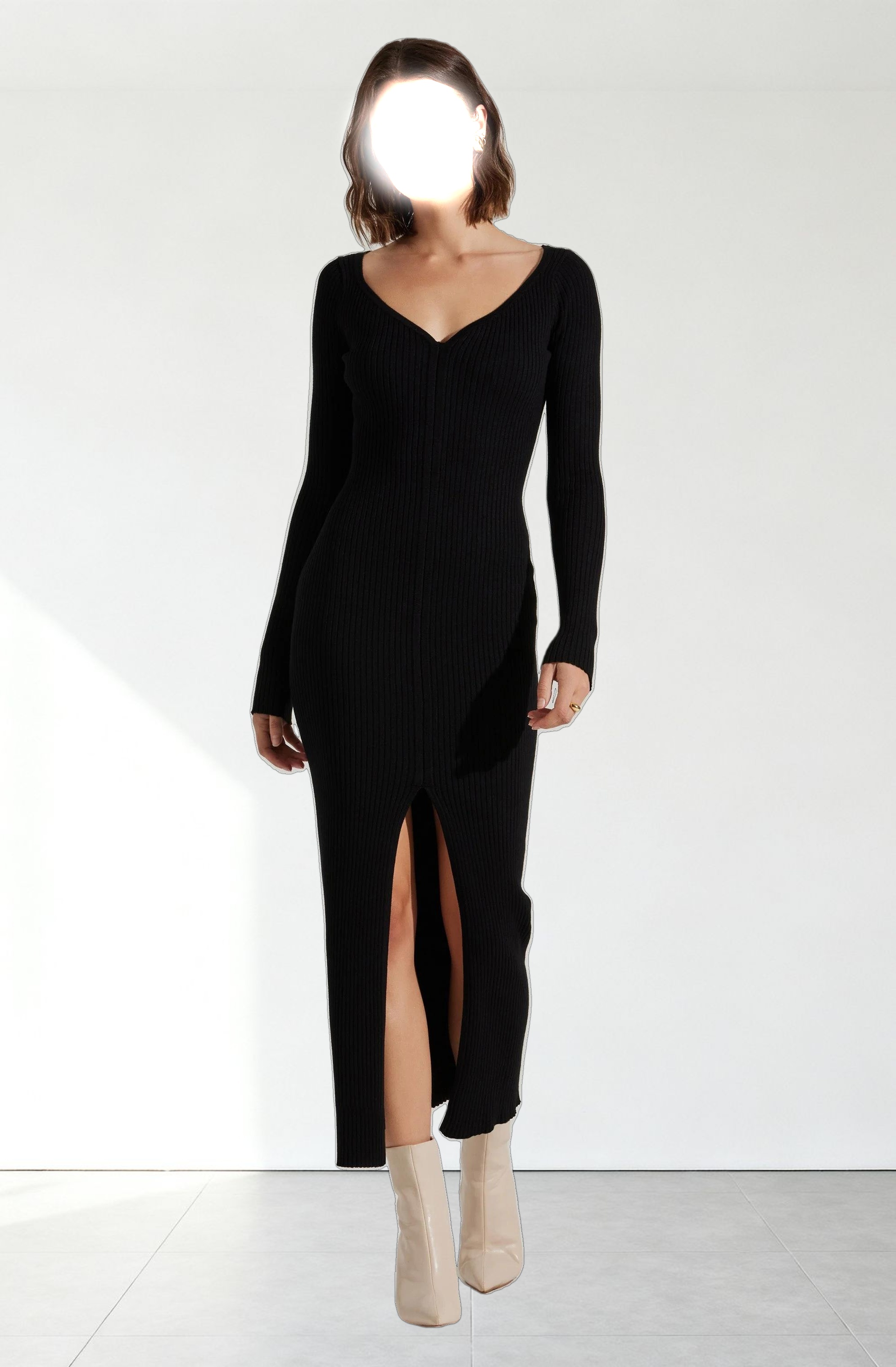Glenda V-neck Maxi Sweater Dress