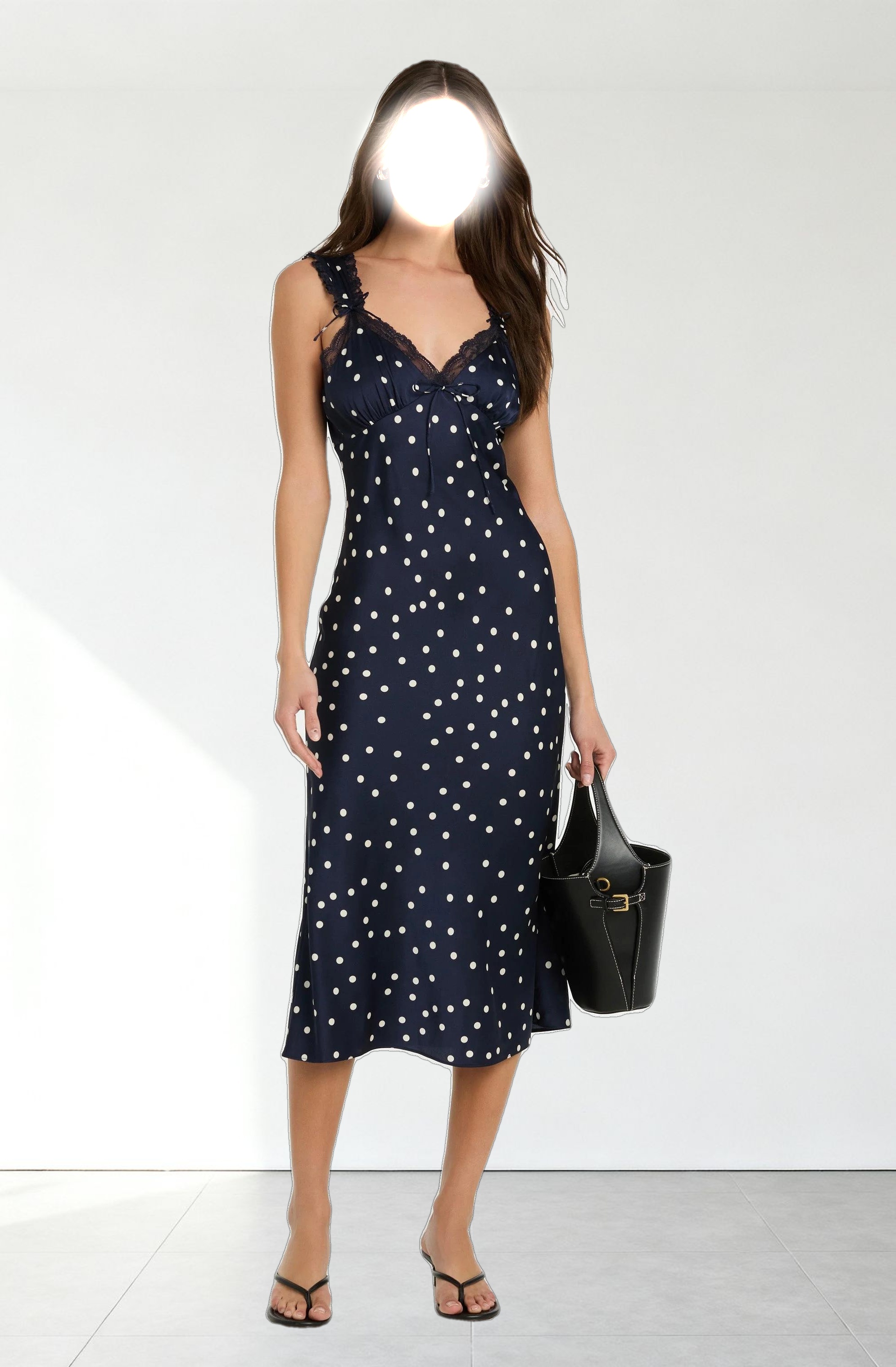 Lace Trim Midi Slip Dress