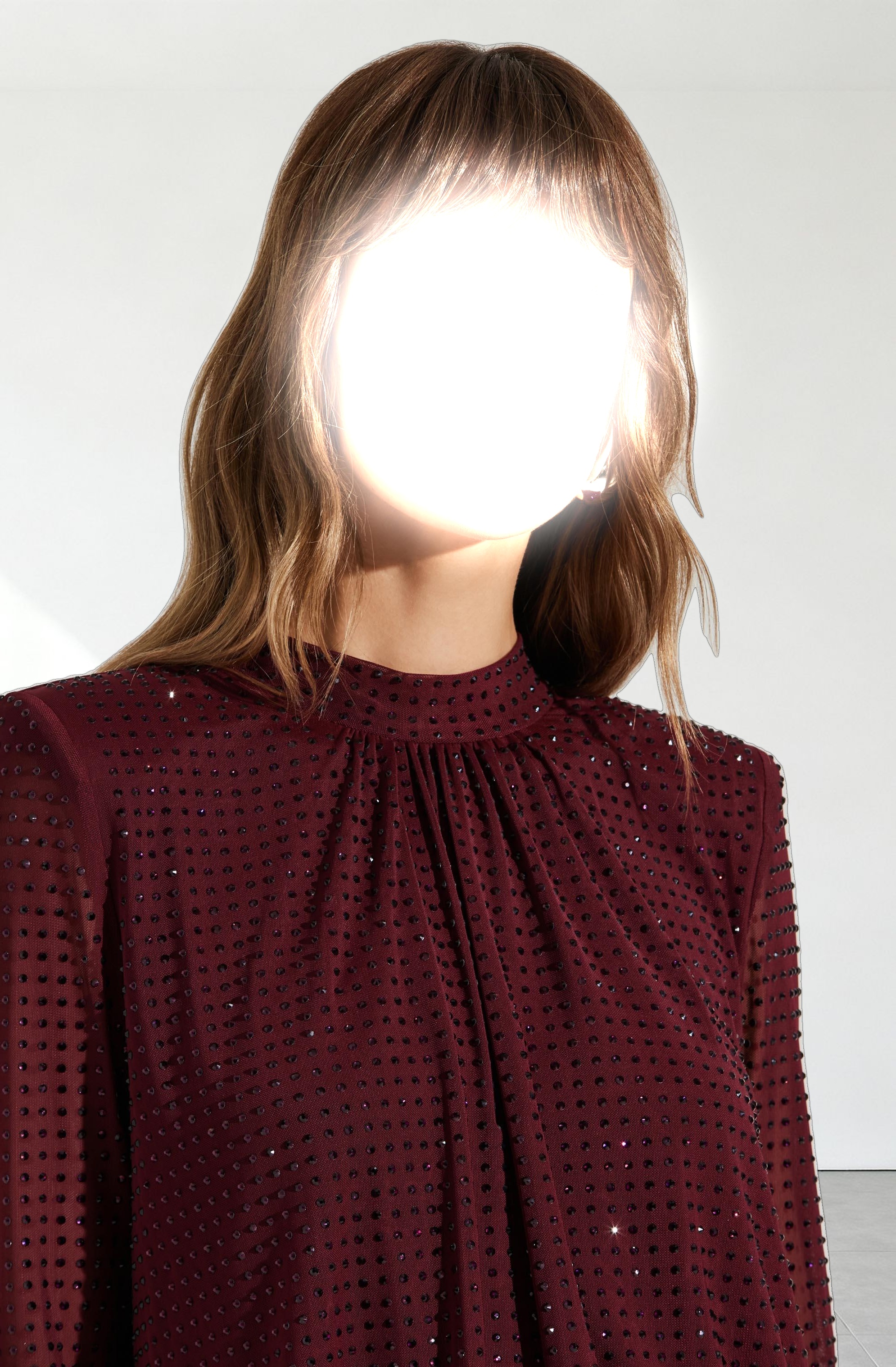 Balsa Mock Neck Rhinestone Top