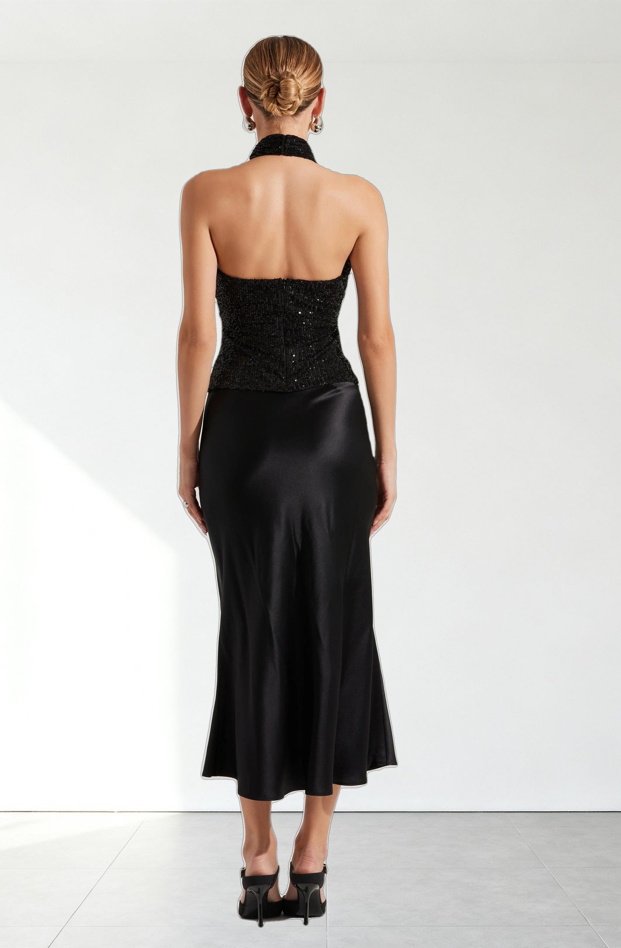 Sequin Crossover Halter Top