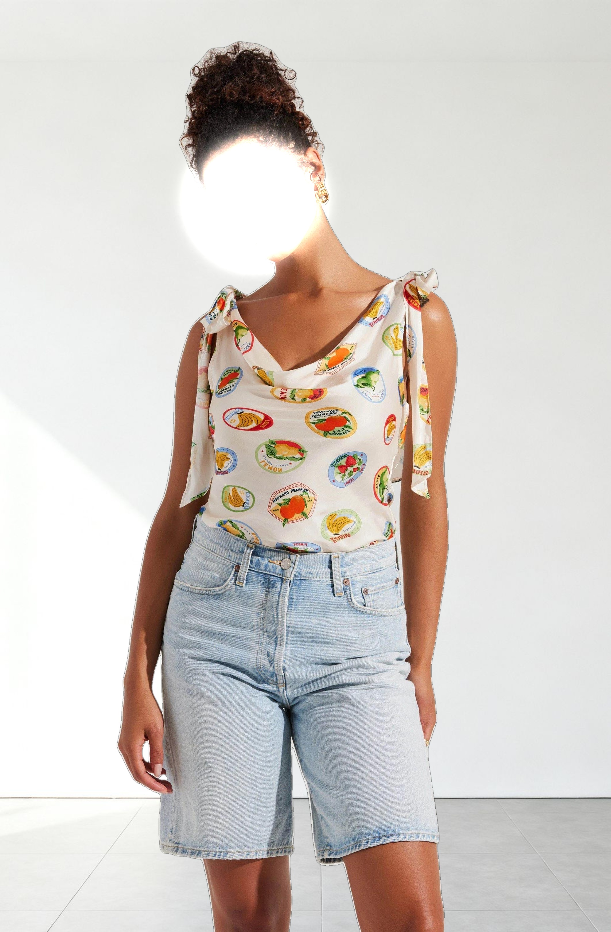 Allexina Satin Tie-Shoulder Top