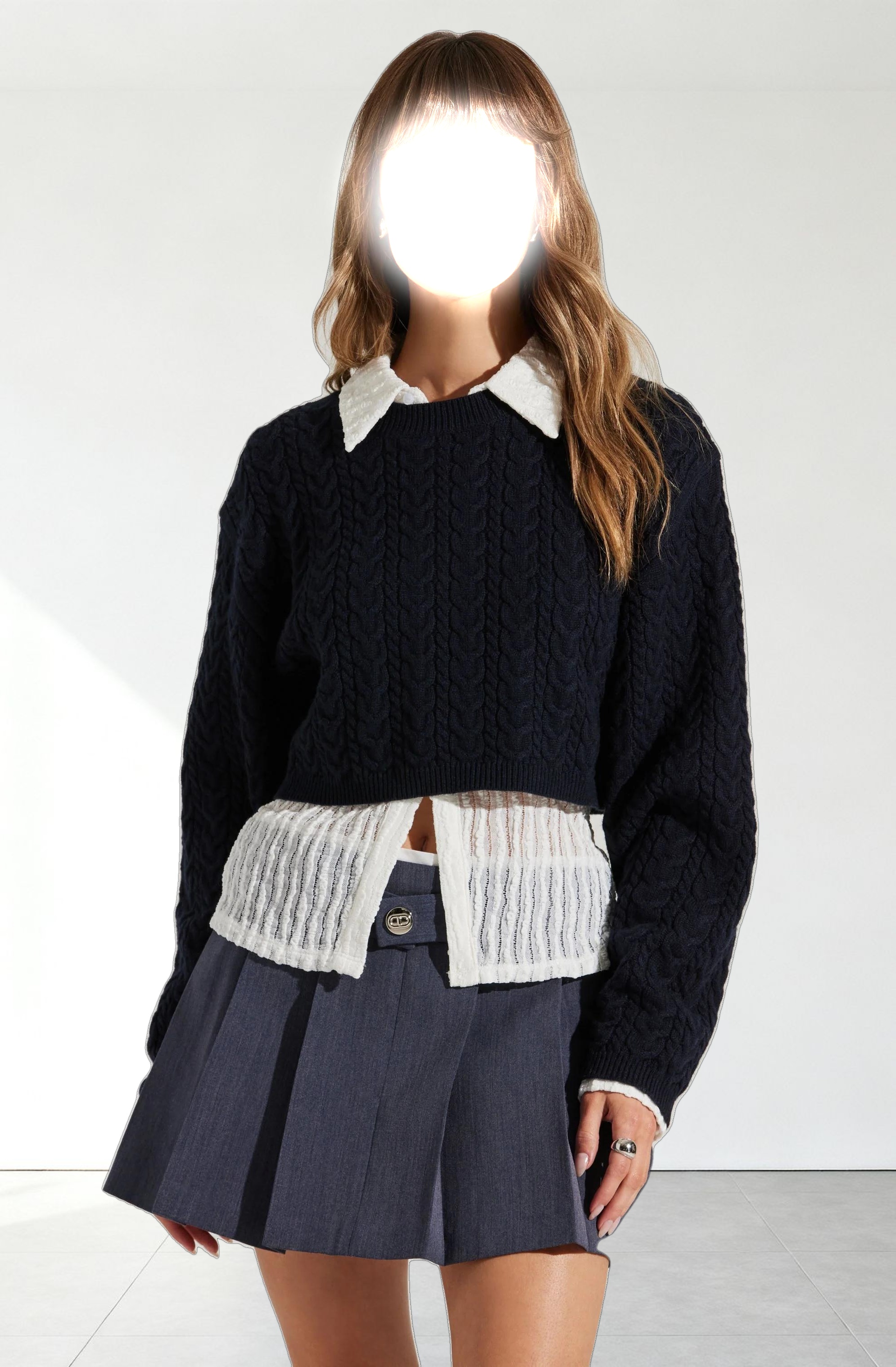 Jorah Cropped Cable Knit Sweater