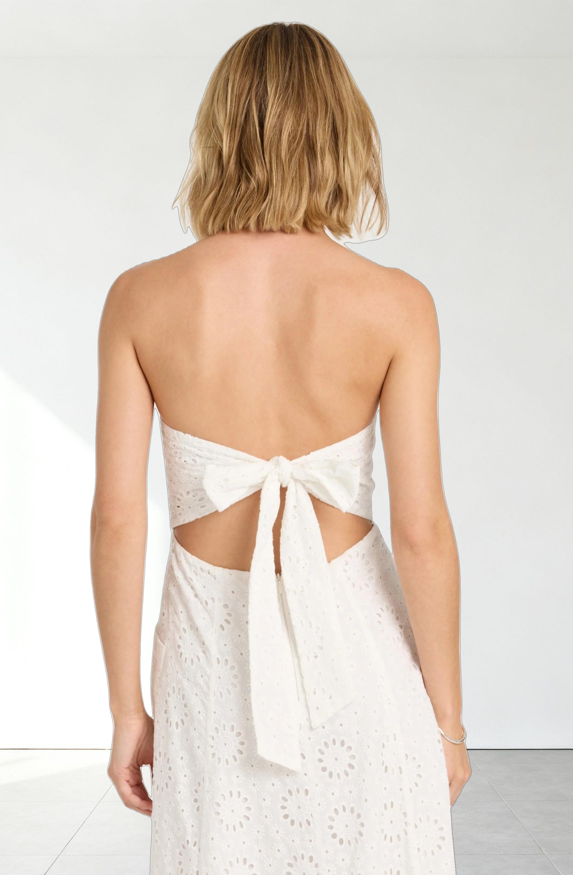 Eyelet Strapless Midi Dress