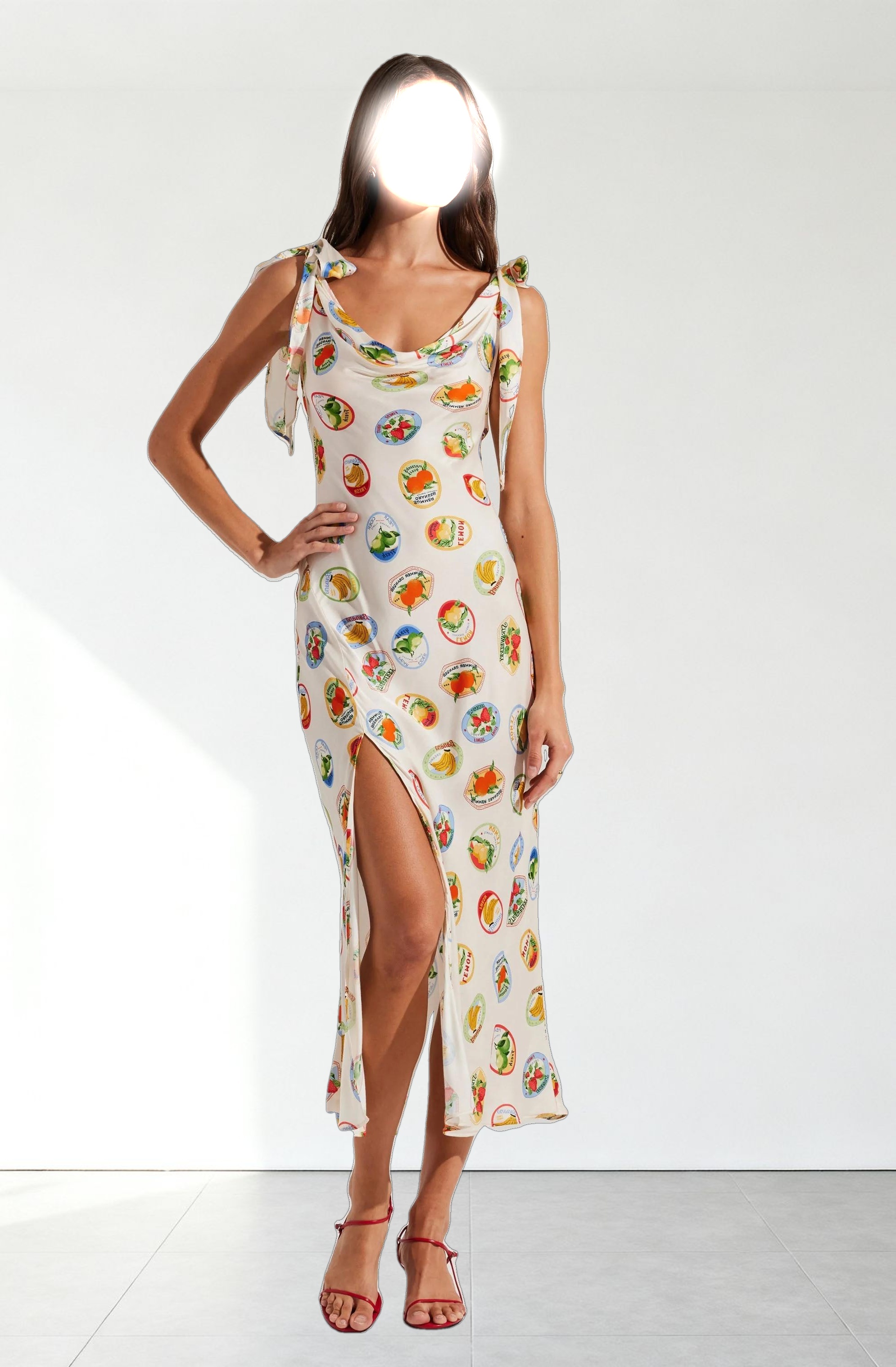 Allexina Satin Cowl Neck Midi Dress