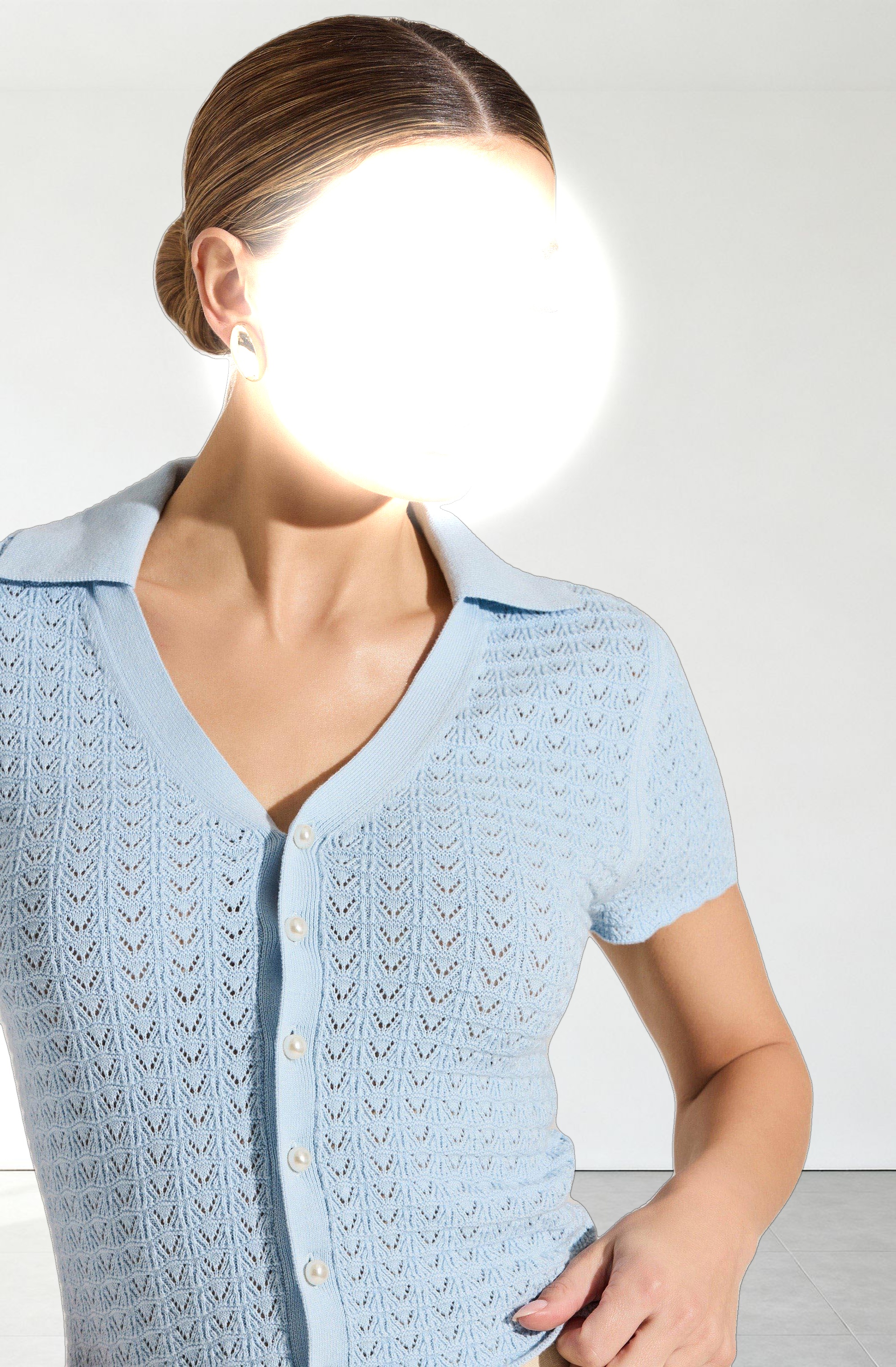 Pearl Polo Pointelle Sweater