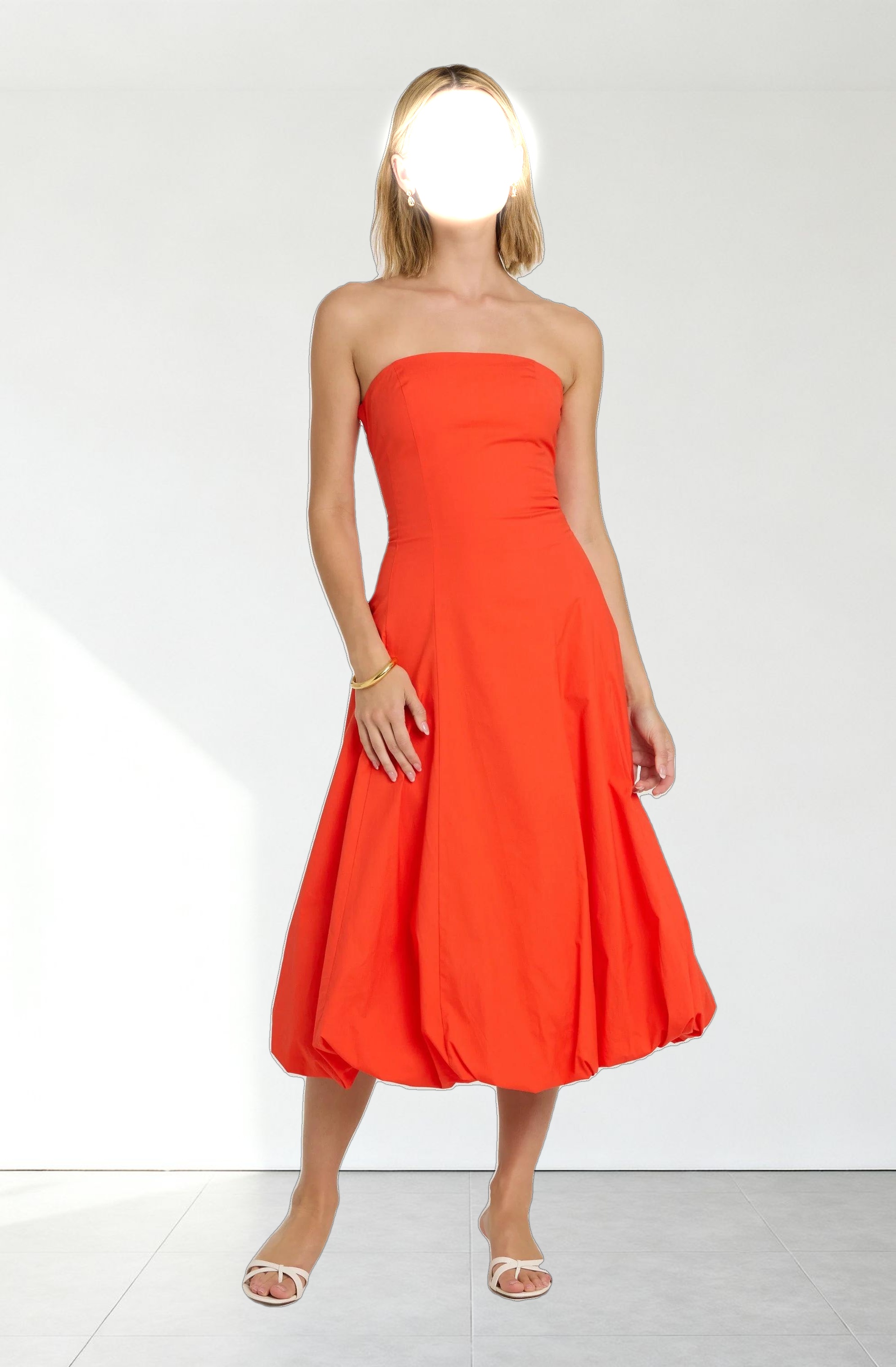 Lace Up Strapless Bubble Dress