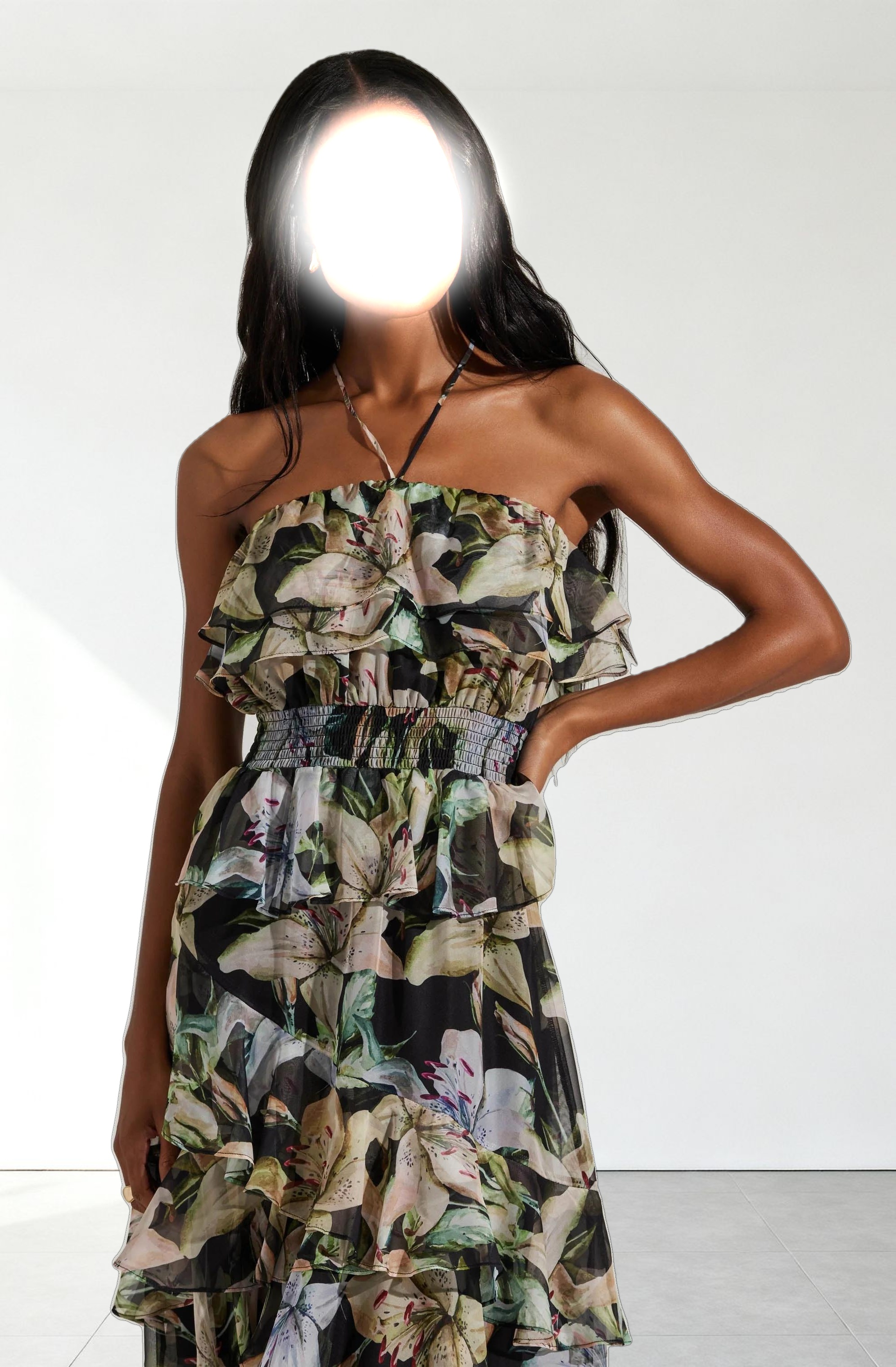 Elena Floral Halter Maxi Dress