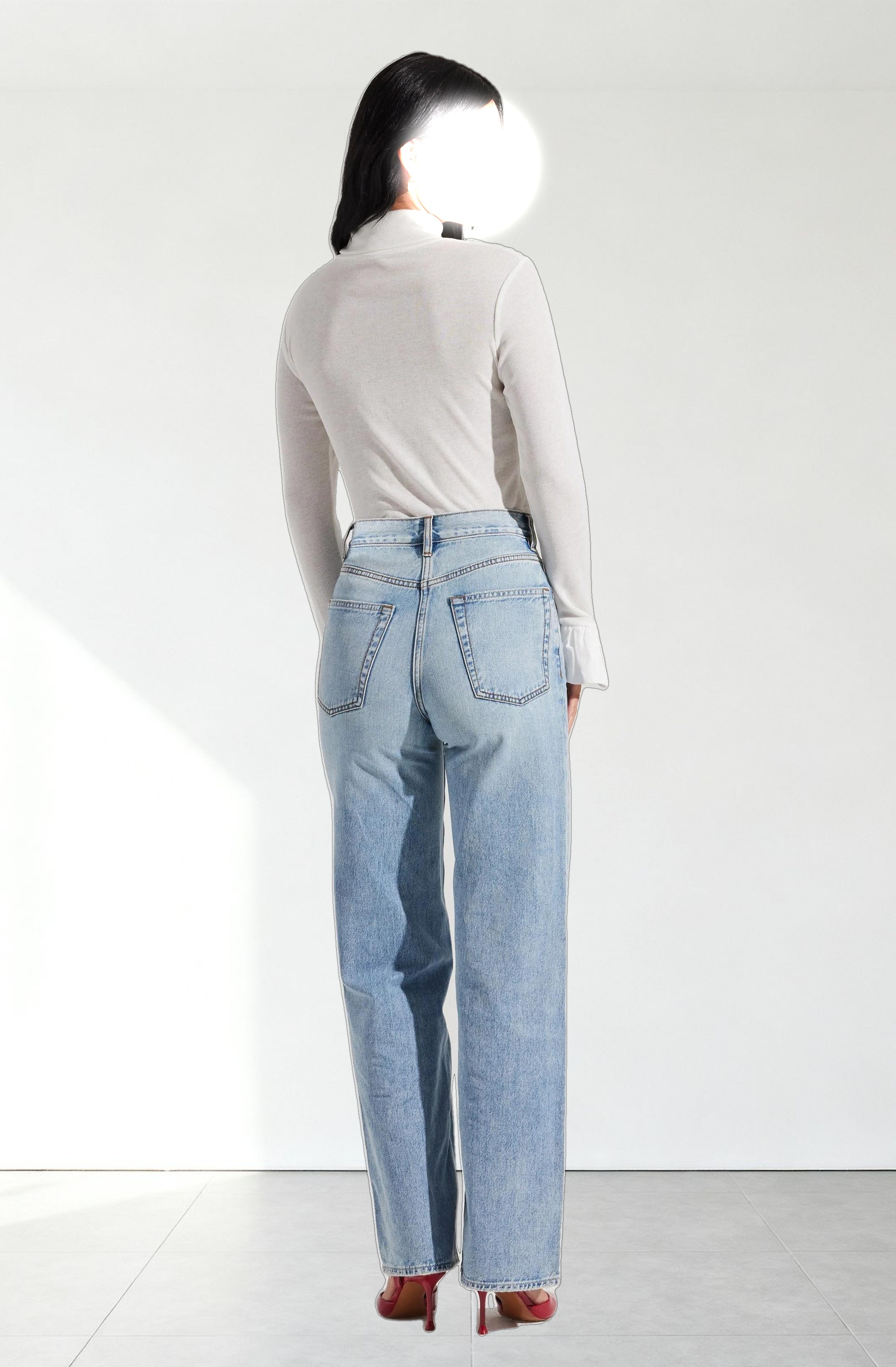 Flare Sleeve Ribbed Turtleneck