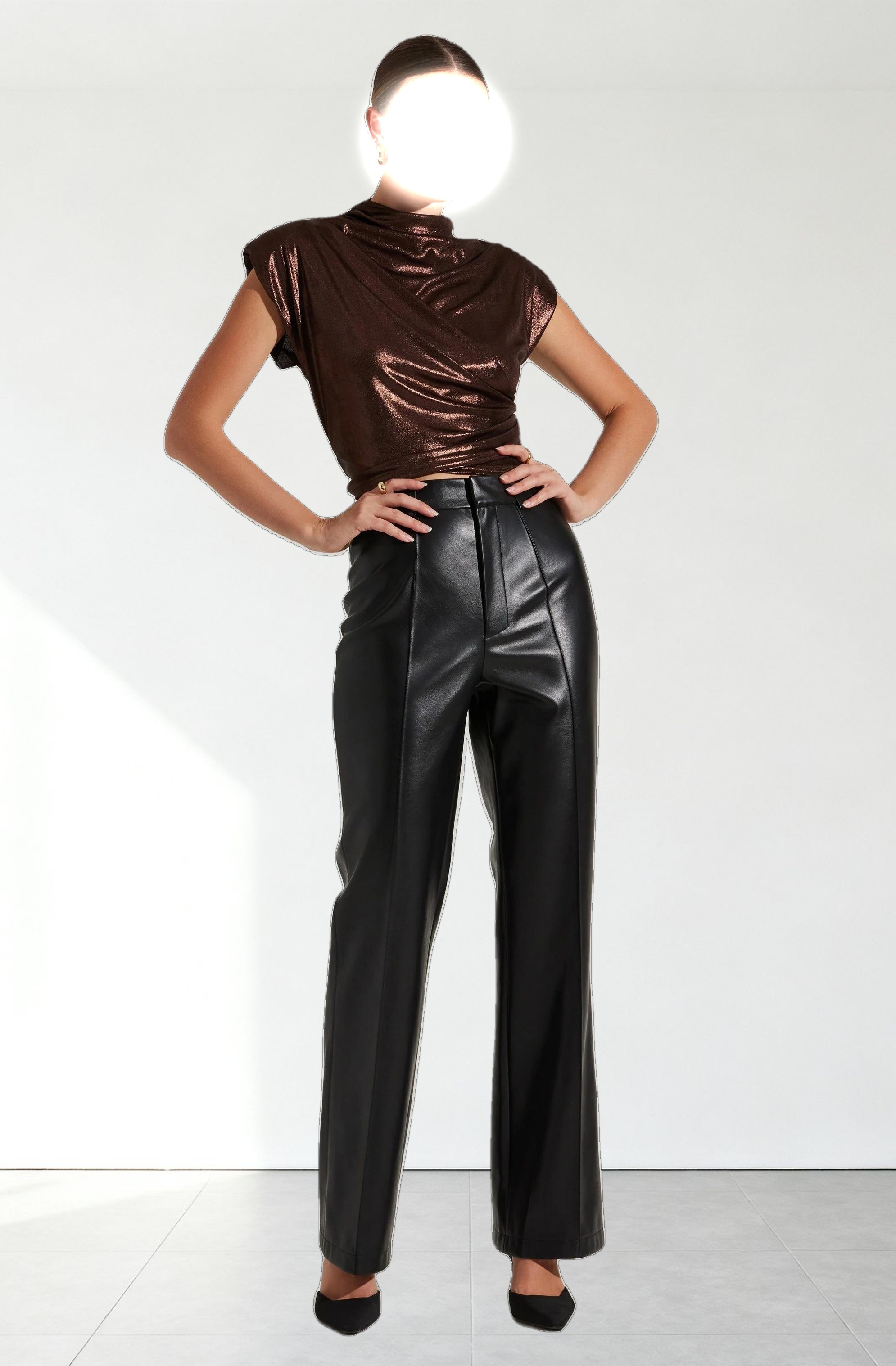 Solange Metallic Mock Neck Top