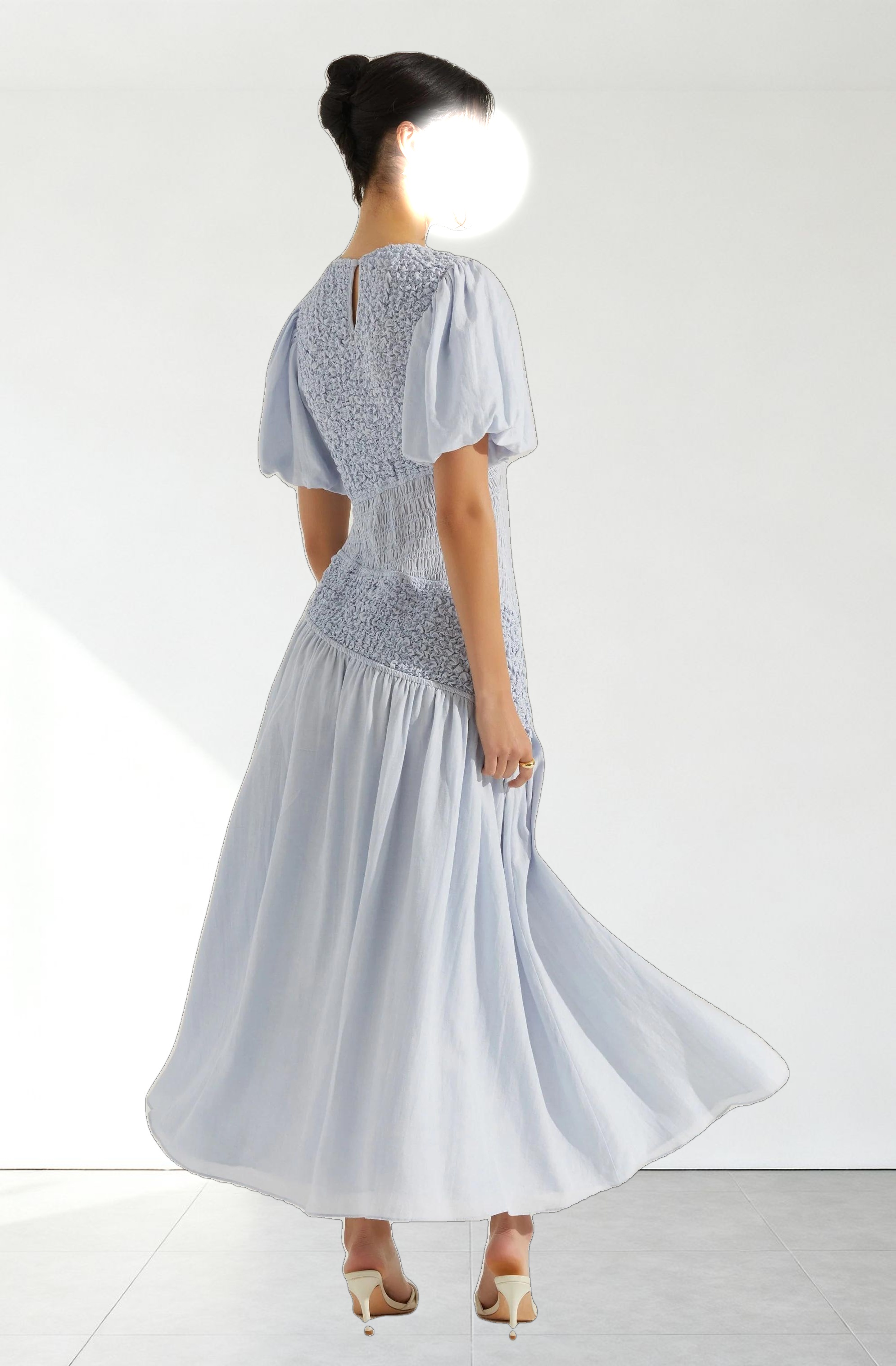 Theoni Smocked Asymmetric Dress