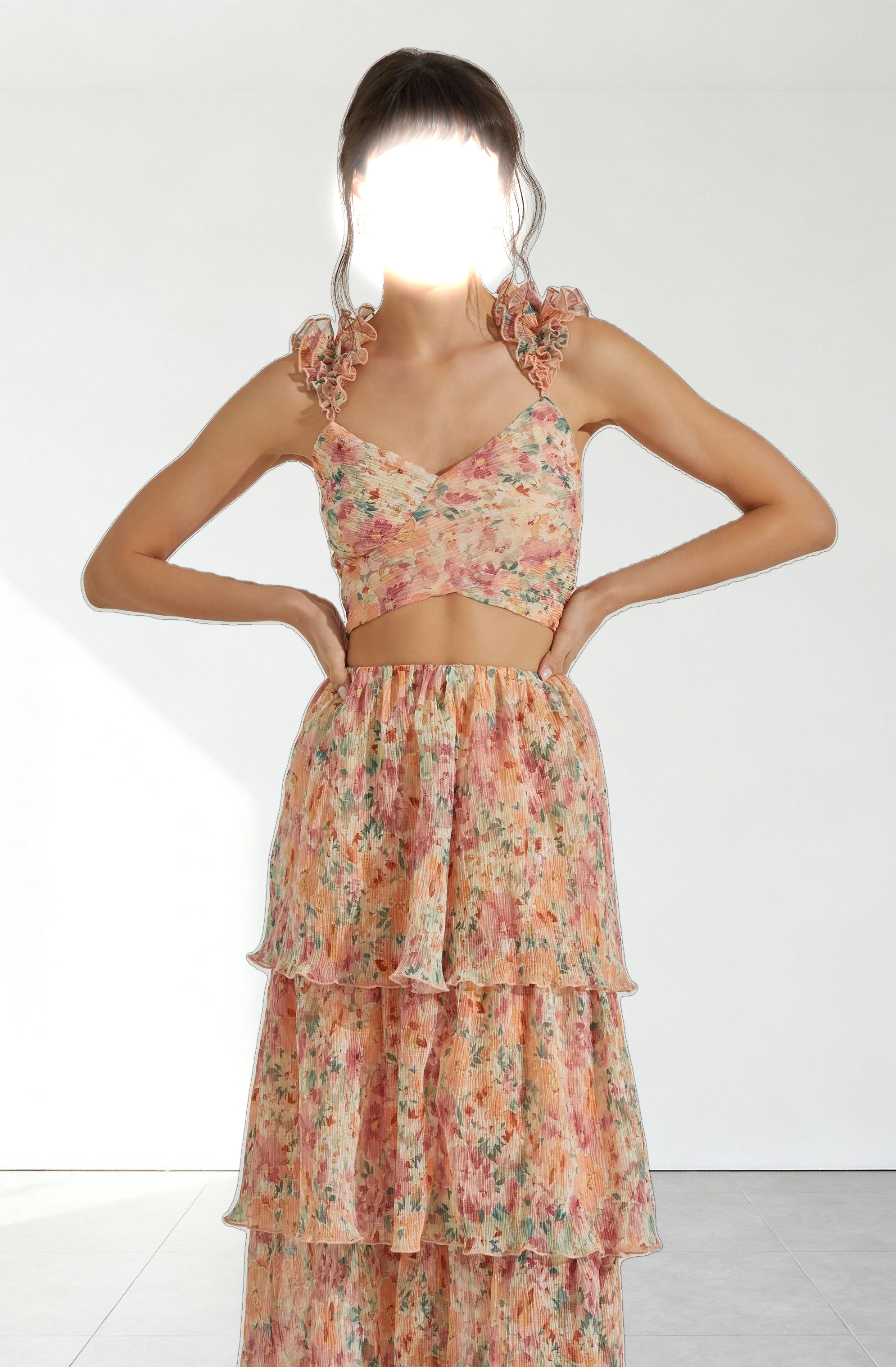 Plisse Cross Bust Top