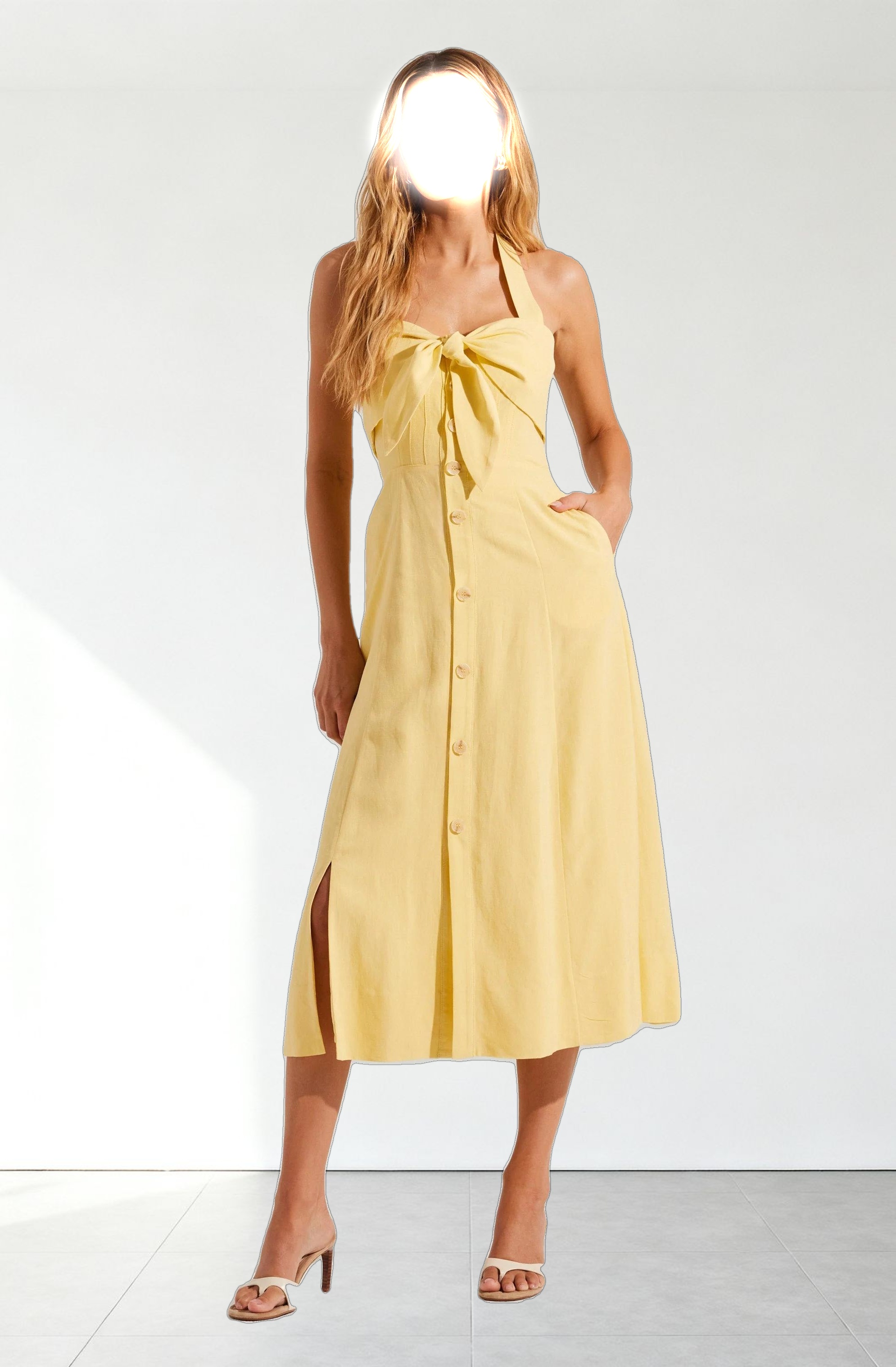 Katherine Linen-Blend Halter Dress