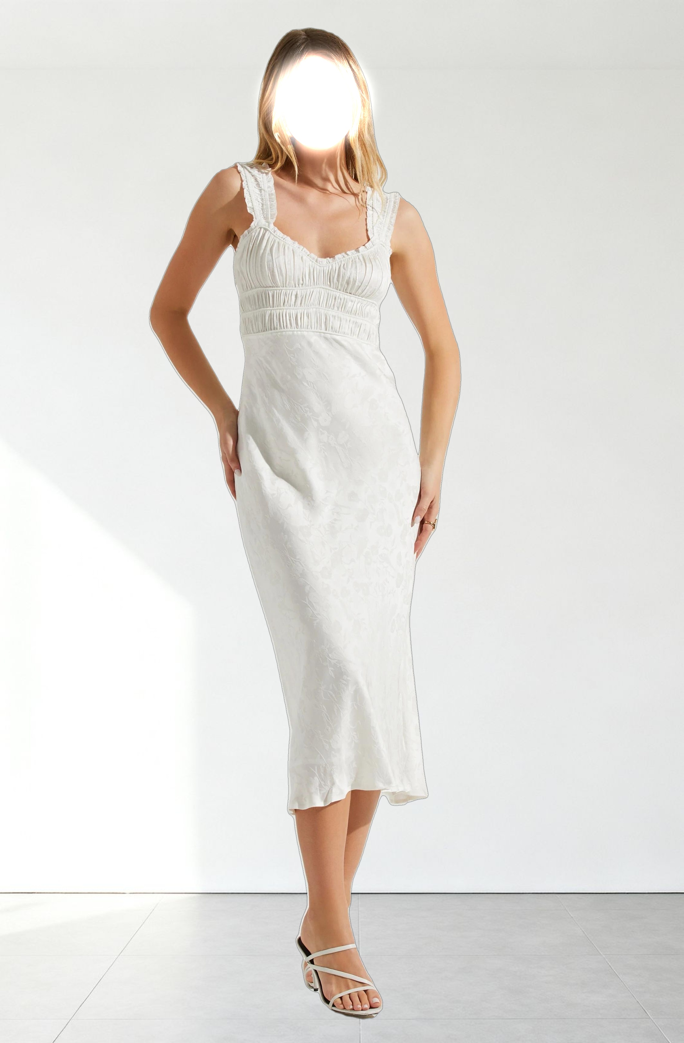 Enola Satin Smocked Midi Dress