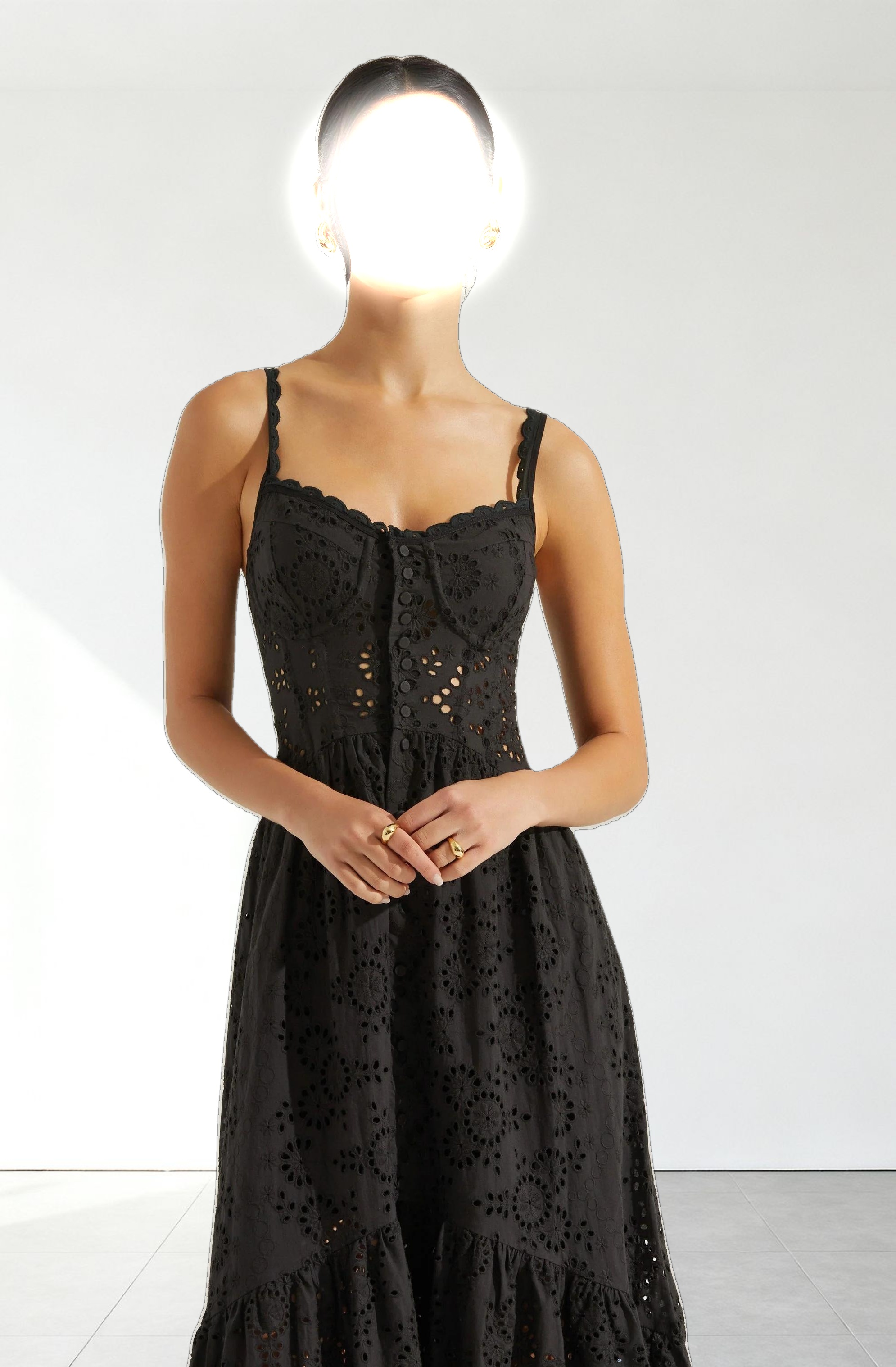 Yamila Eyelet Corset Midi Dress