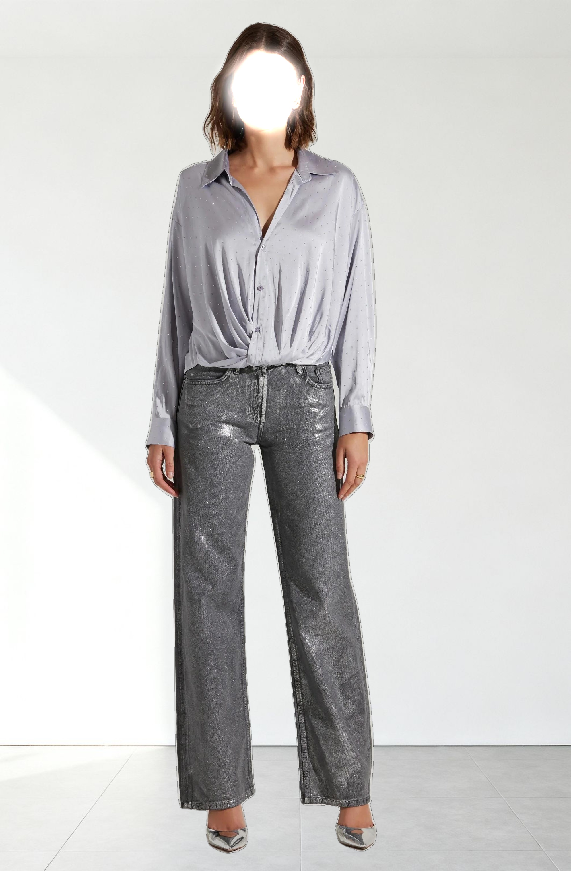 Sebio Satin Rhinestone Top