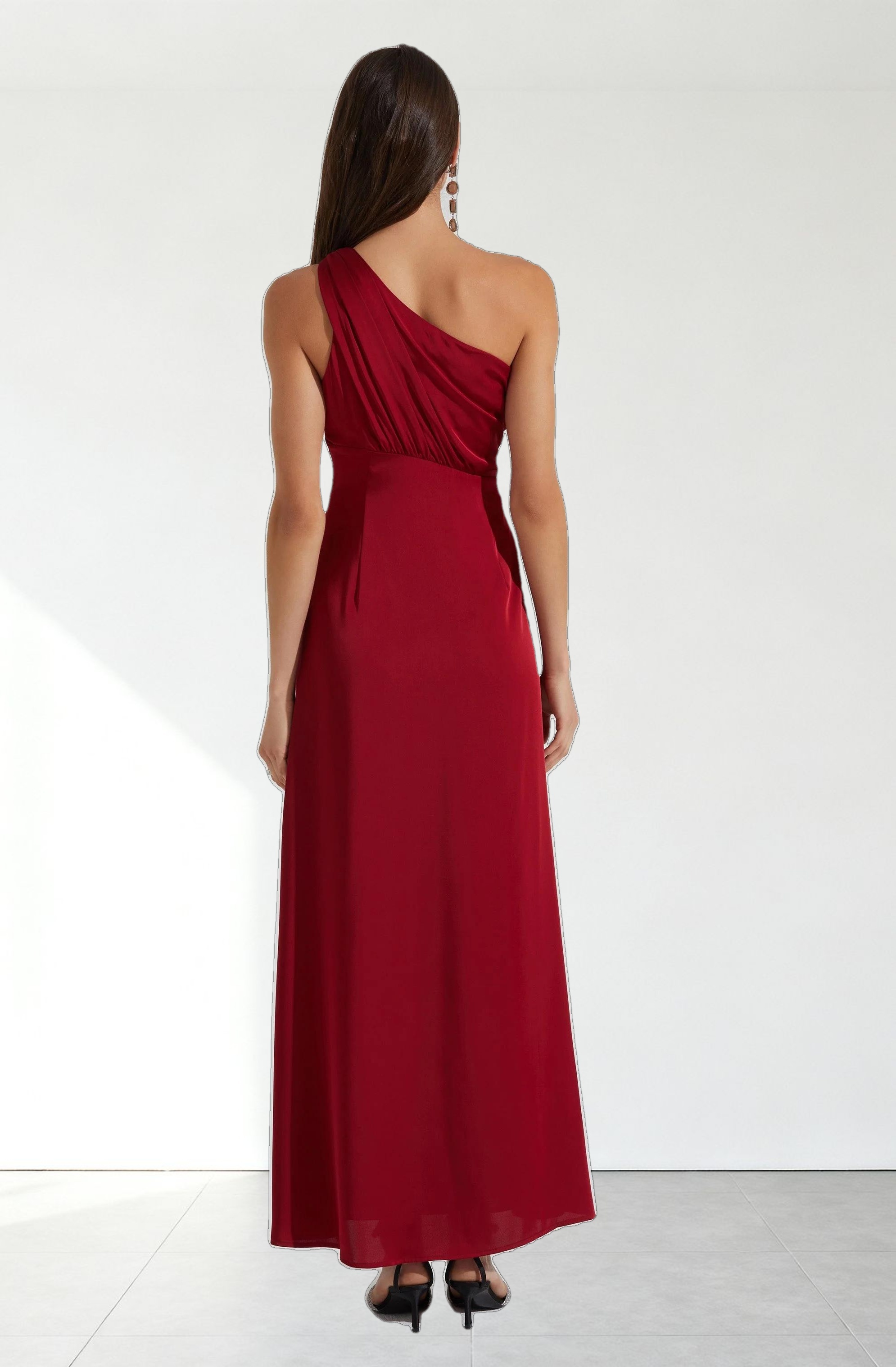 Atoila One Shoulder Satin Maxi Dress