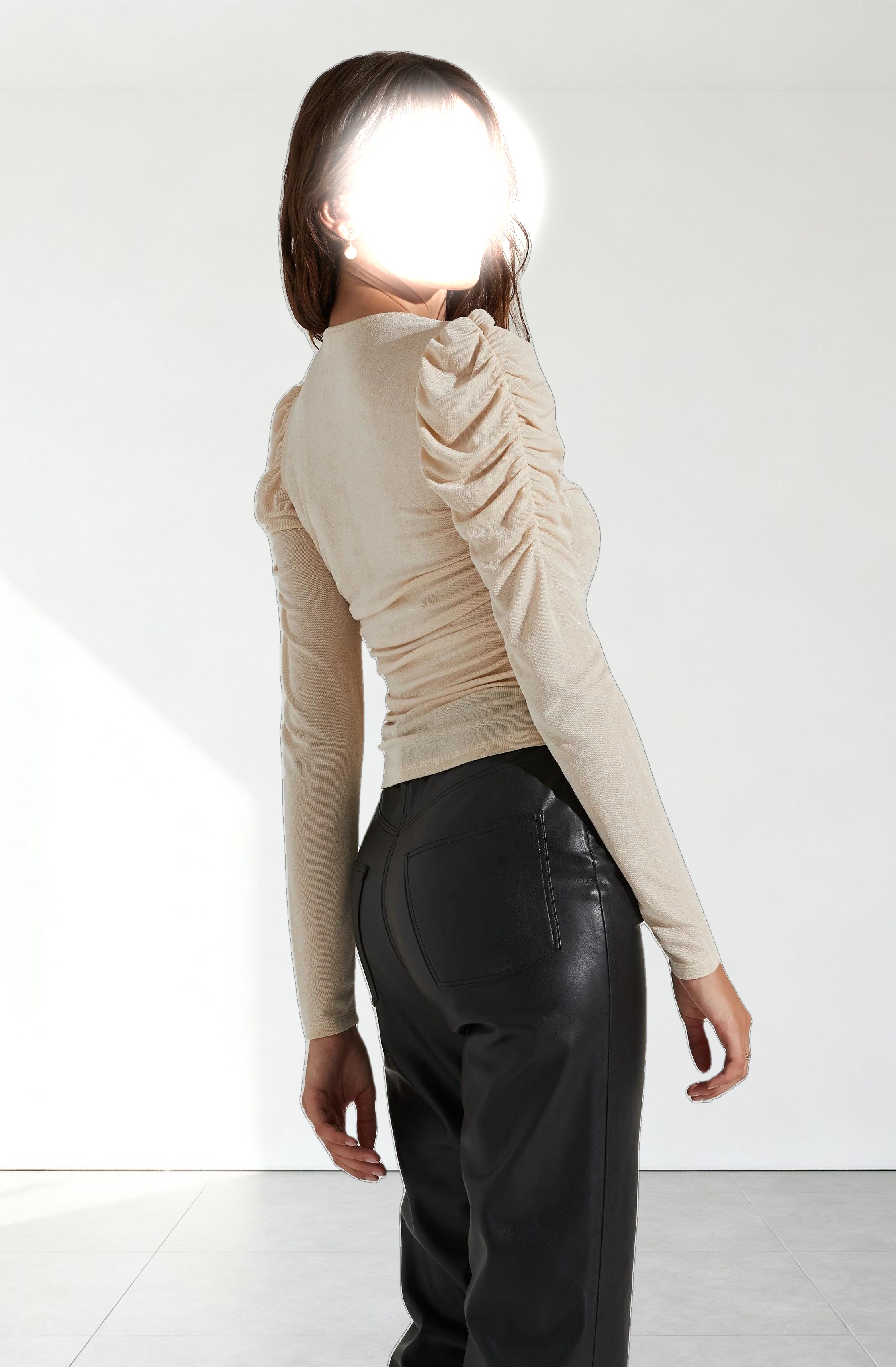 Ruched Front Long Sleeve Top