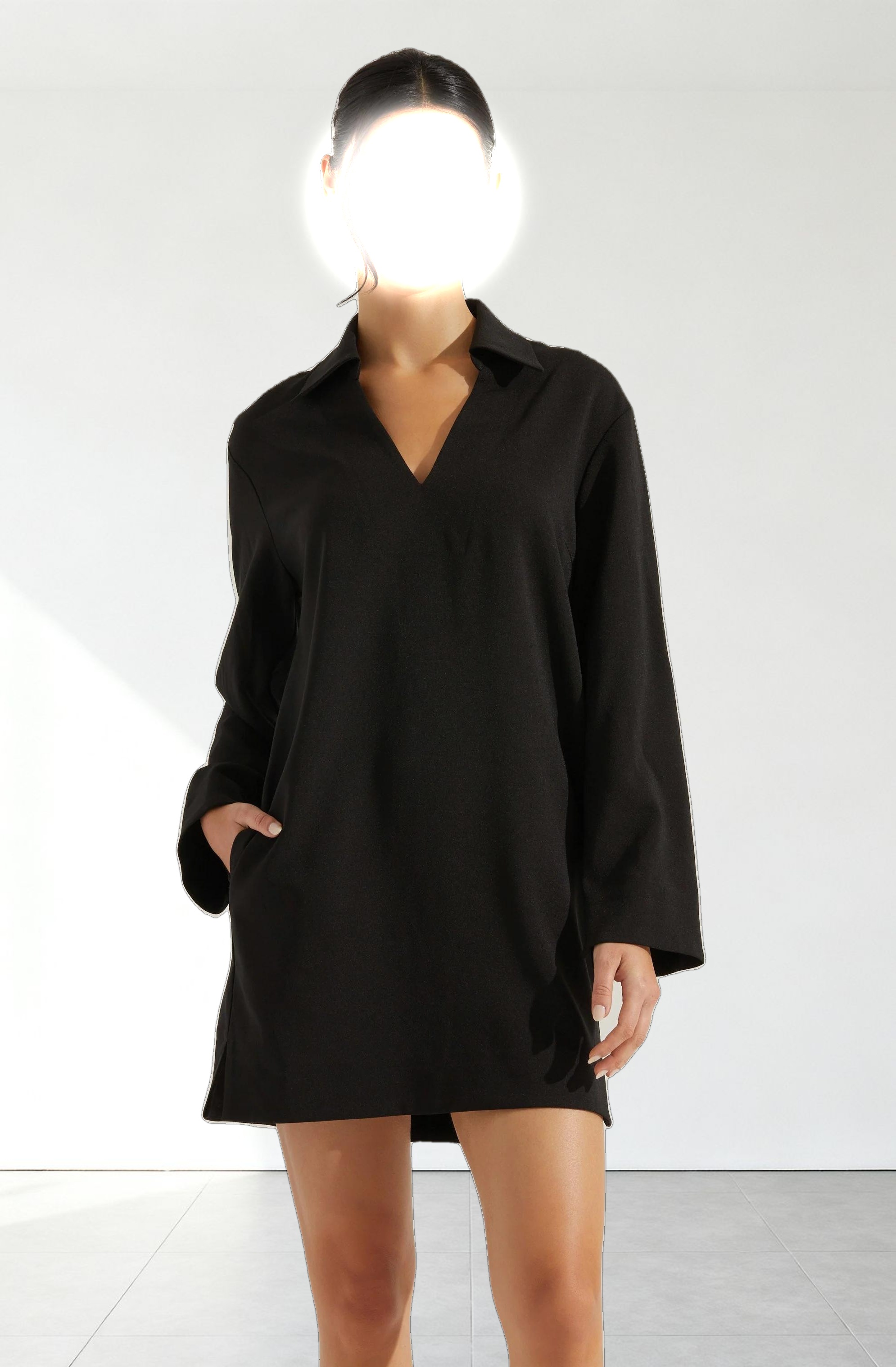 V-Neck Woven Mini Dress