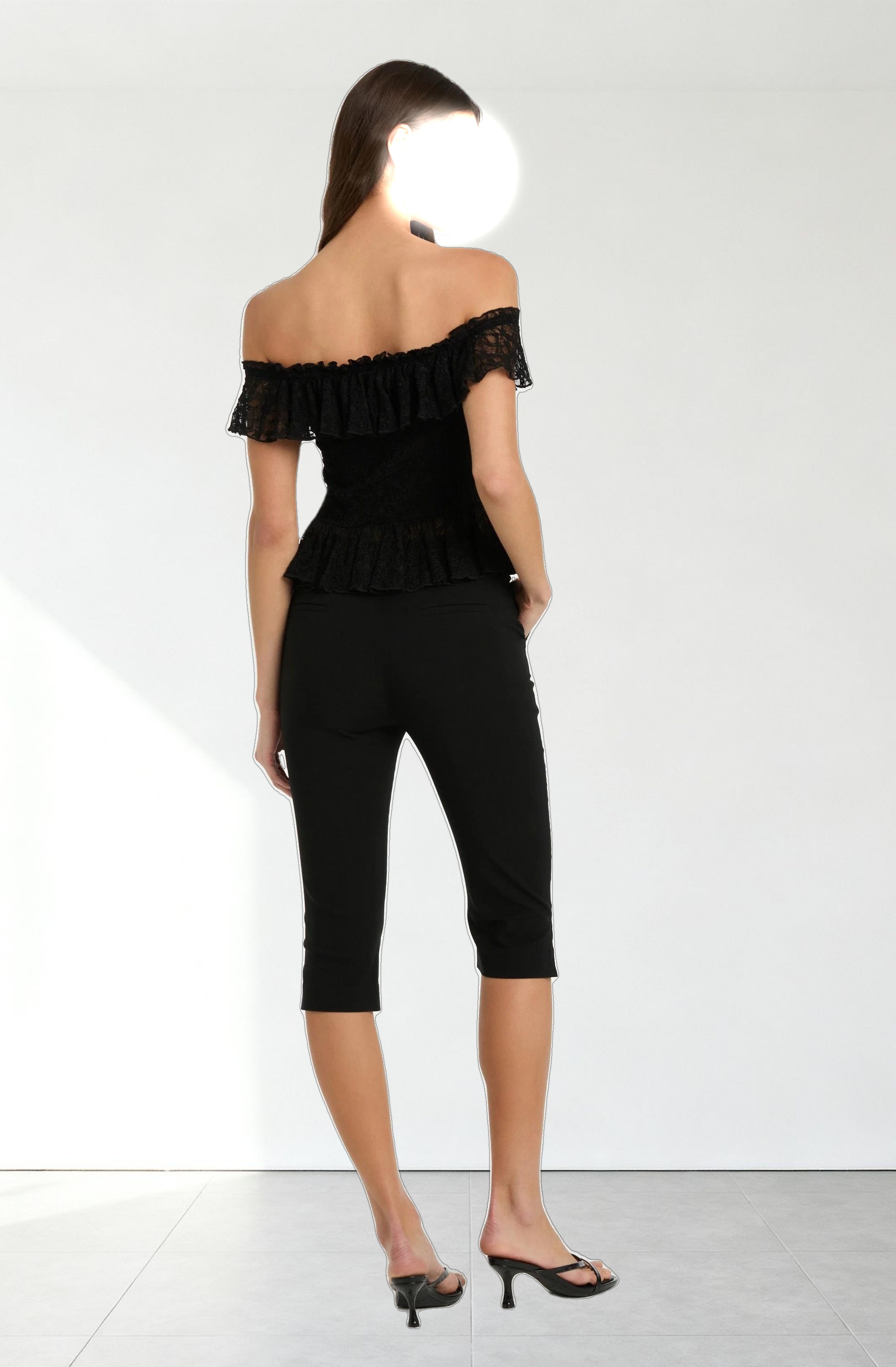 Lace Off Shoulder Ruffle Top