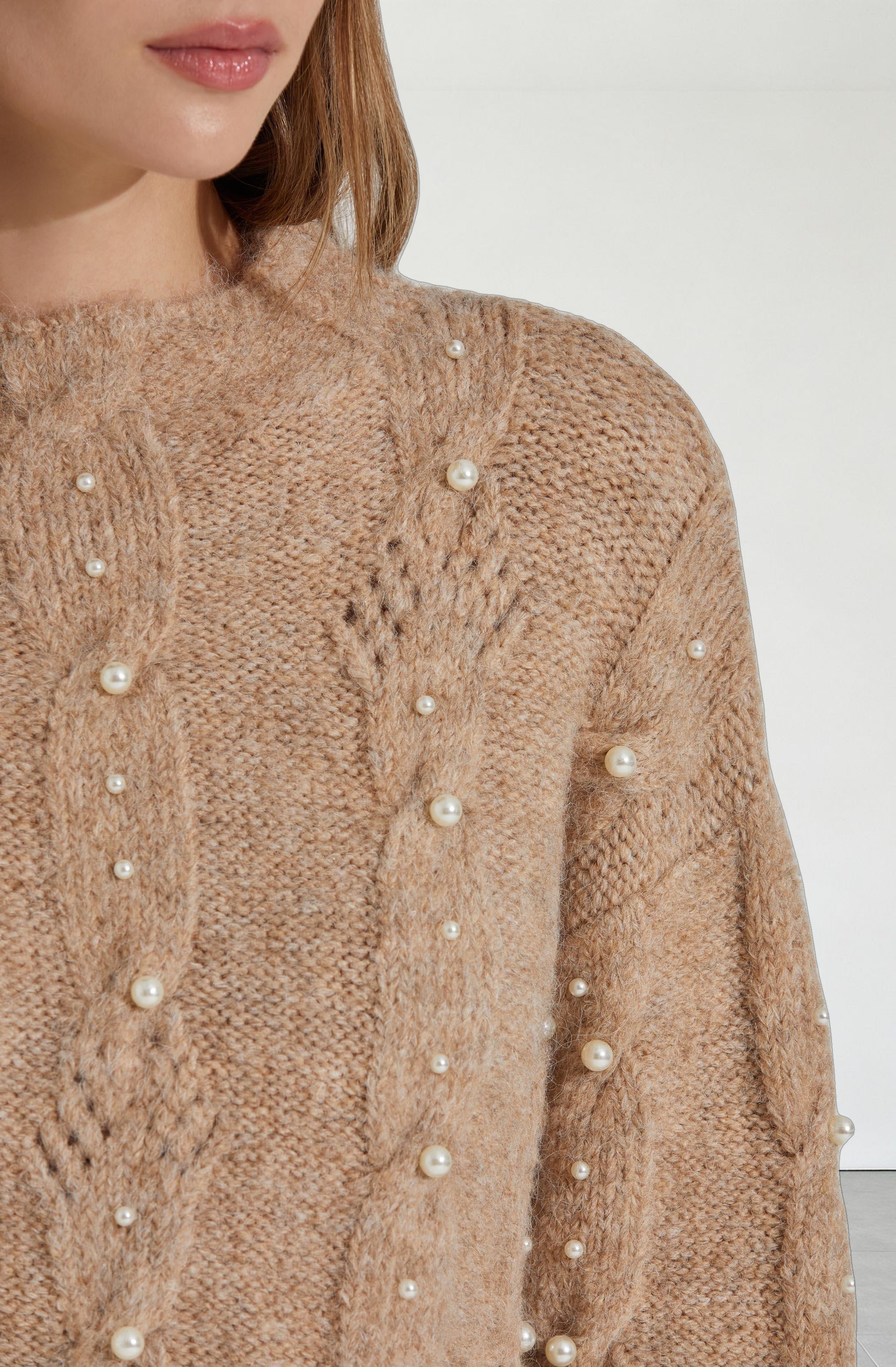 Kit Pearl Cable Knit Sweater