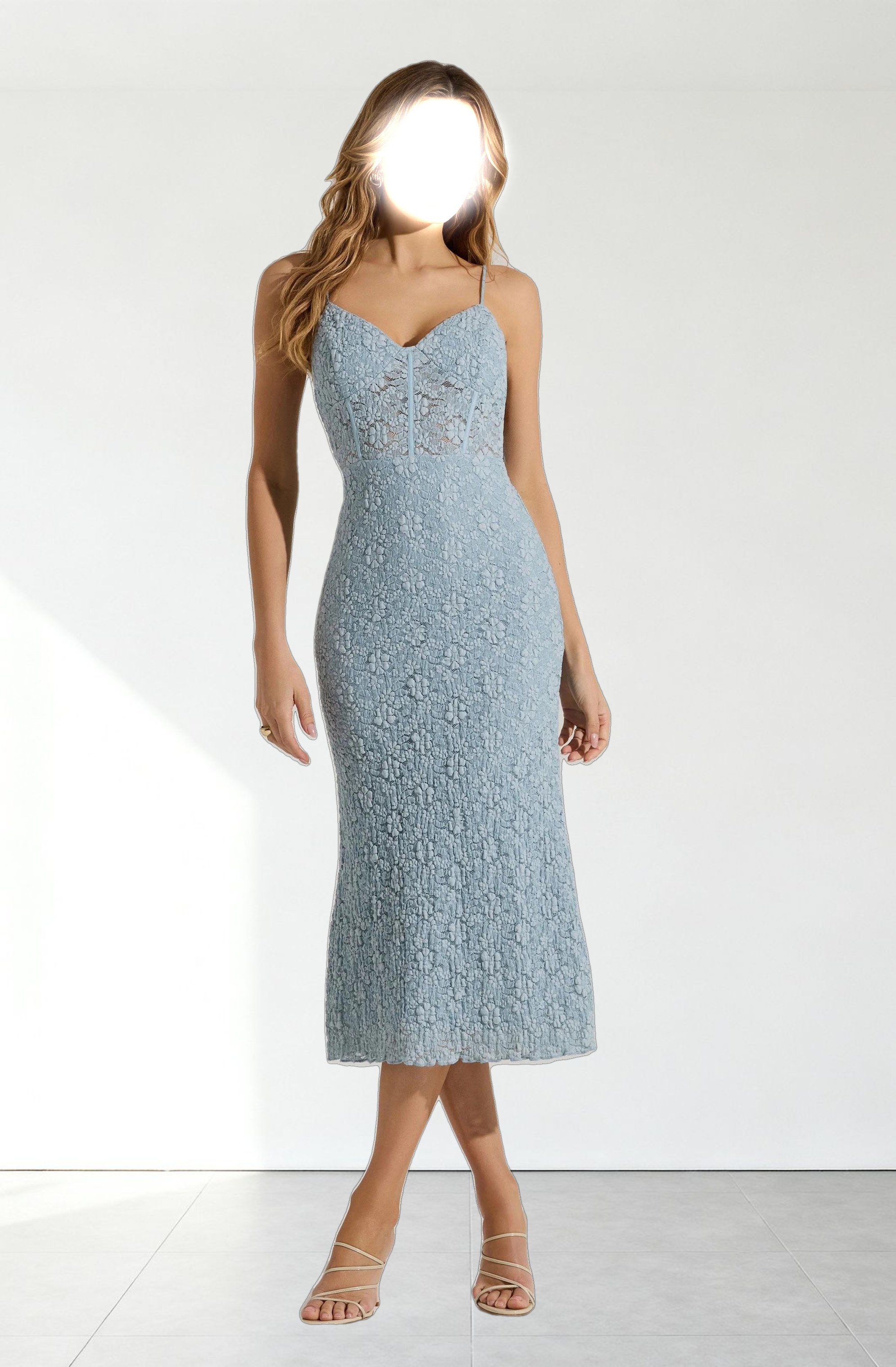 Floral Lace Knit Midi Dress