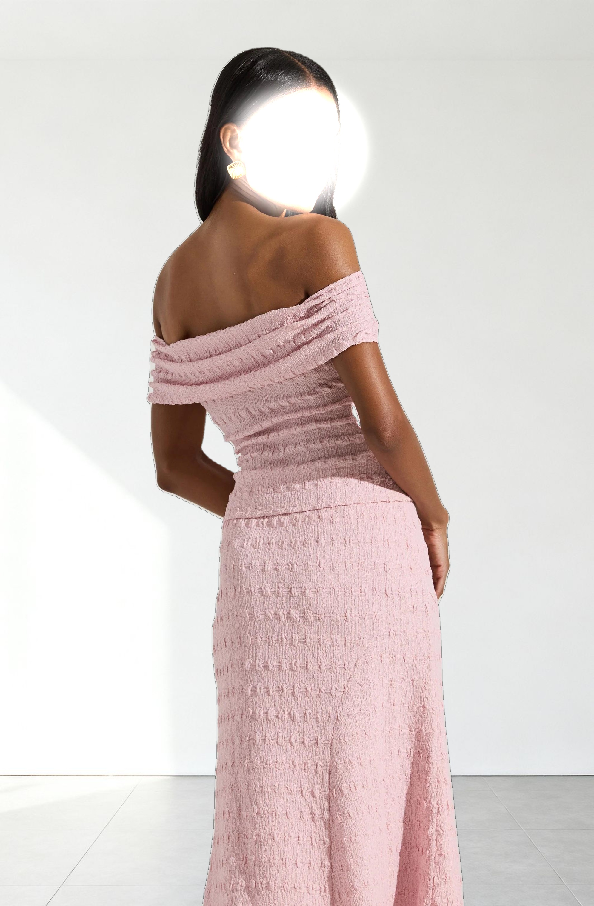 Off Shoulder Textured Knit Top