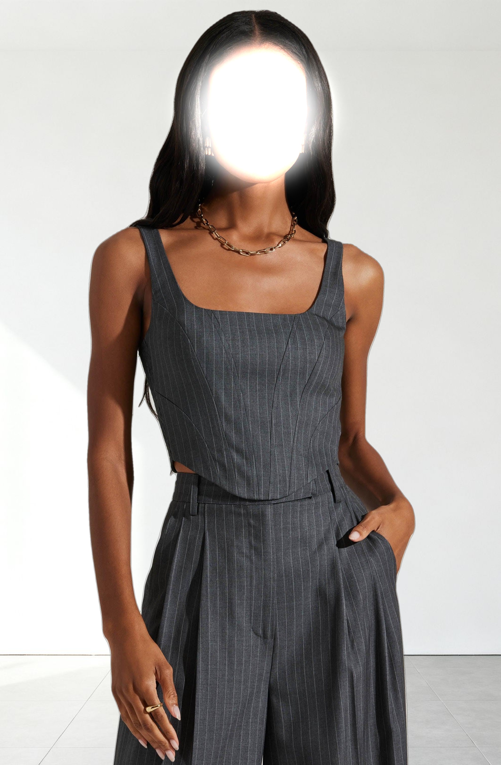 Nivia Pinstripe Corset Top