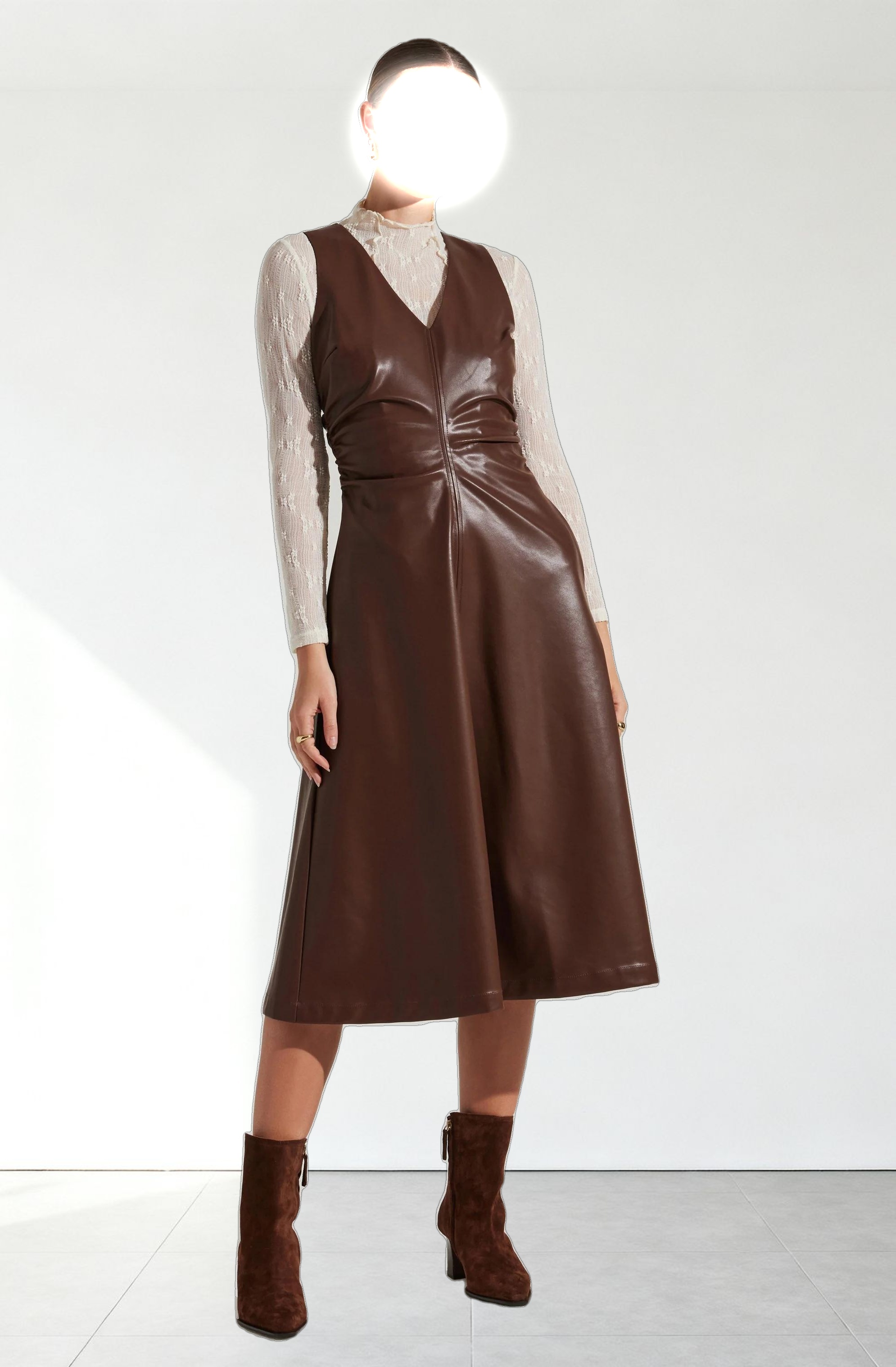 Omaira Faux Leather Midi Dress